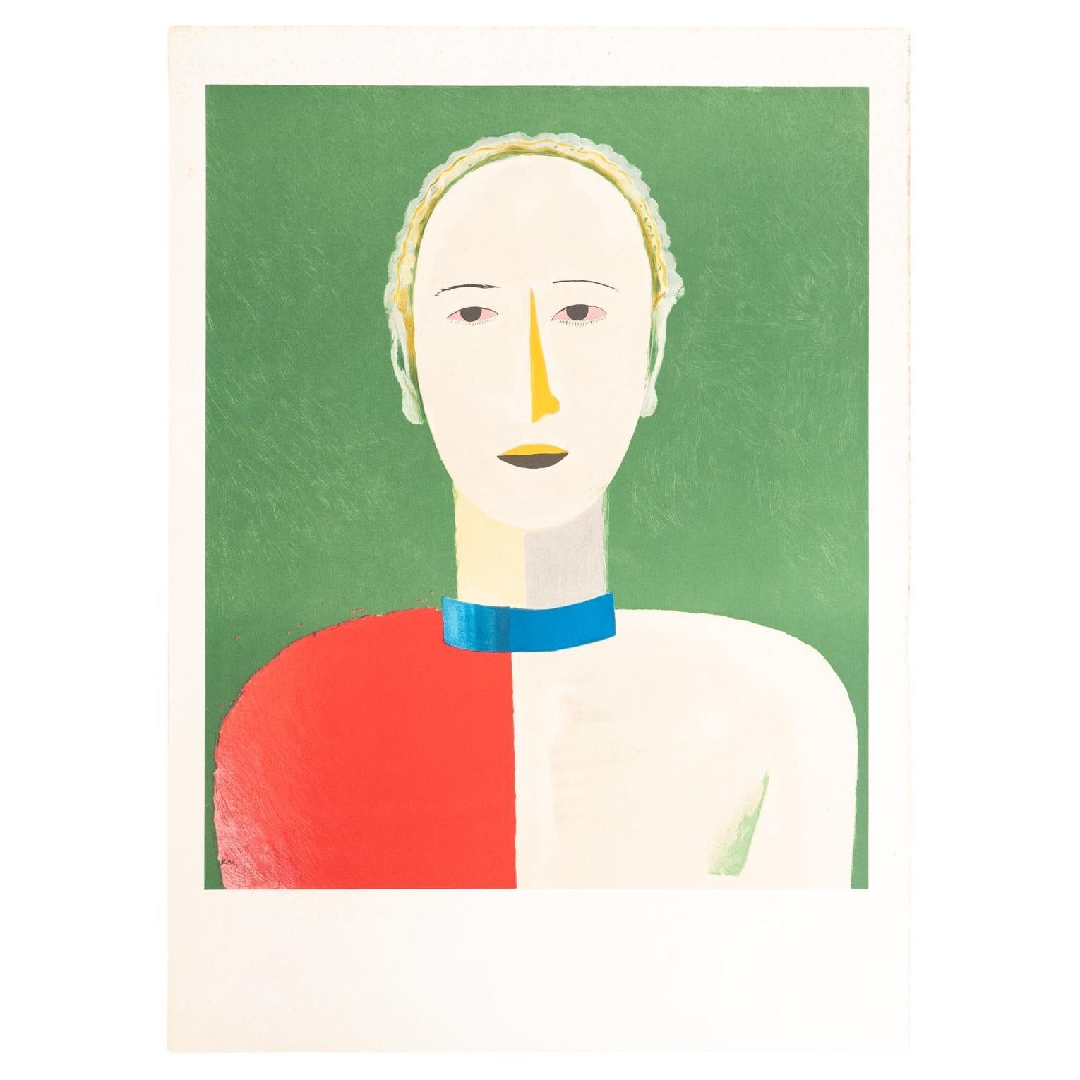Kazimir Malevich, portrait d'une femme, lithographie