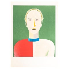 Retro Kazimir Malevich "Portrait of a Female" Lithography