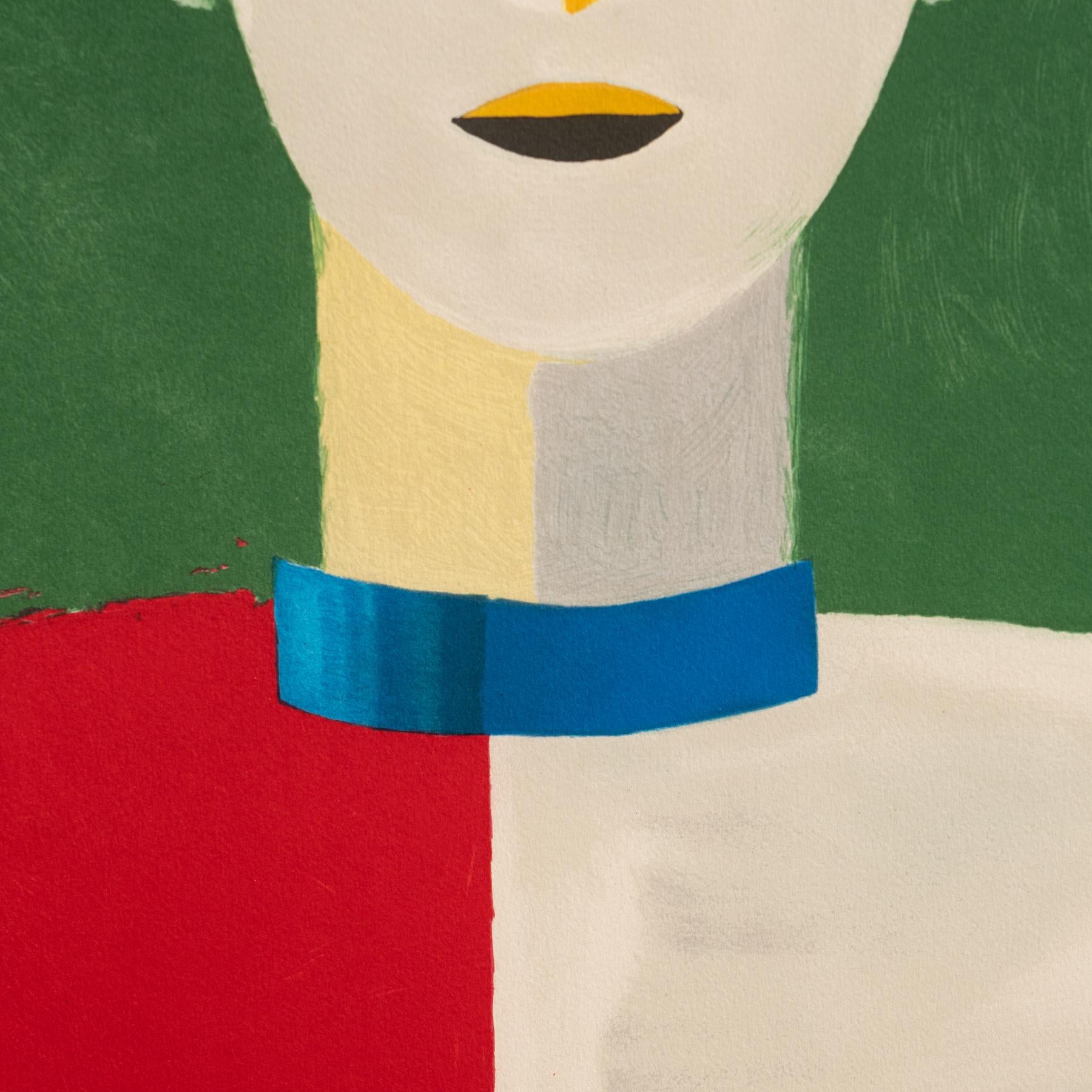 Kazimir Malevich „Porträt einer weiblichen Figur“, groß gerahmte Farblithografie im Zustand „Relativ gut“ im Angebot in Barcelona, Barcelona