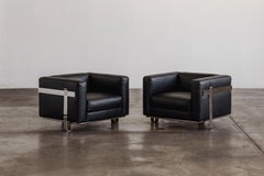 Kazuhide Takahama Sessel für Simon Gavina, Schwarzes Leder, 1965, 2er-Set