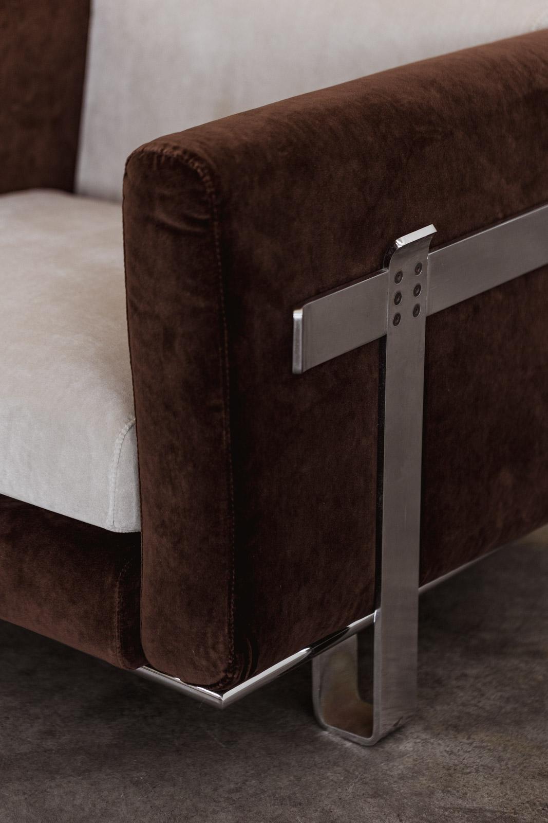 Kazuhide Takahama Sessel für Simon Gavina, Samt elfenbeinfarben und braun, 1965 (Moderne der Mitte des Jahrhunderts) im Angebot