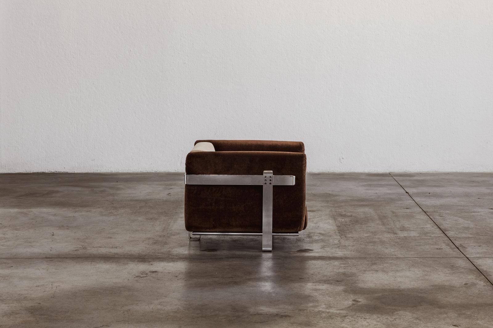 Kazuhide Takahama Sessel für Simon Gavina, Samt elfenbeinfarben und braun, 1965 im Angebot 2