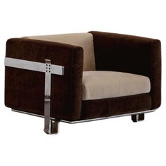 Kazuhide Takahama Armchair for Simon Gavina, Ivory and Brown Velvet, 1965