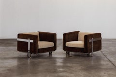Kazuhide Takahama Armchairs for Simon Gavina, Two-tone Velvet, 1965, Set of 2