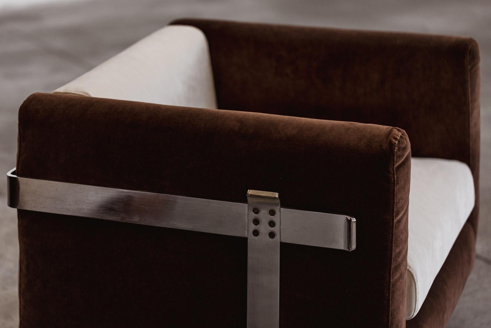 Mid-Century Modern Kazuhide Takahama Armchairs for Simon Gavina, Two-tone Velvet, 1965, Set of 2 For Sale