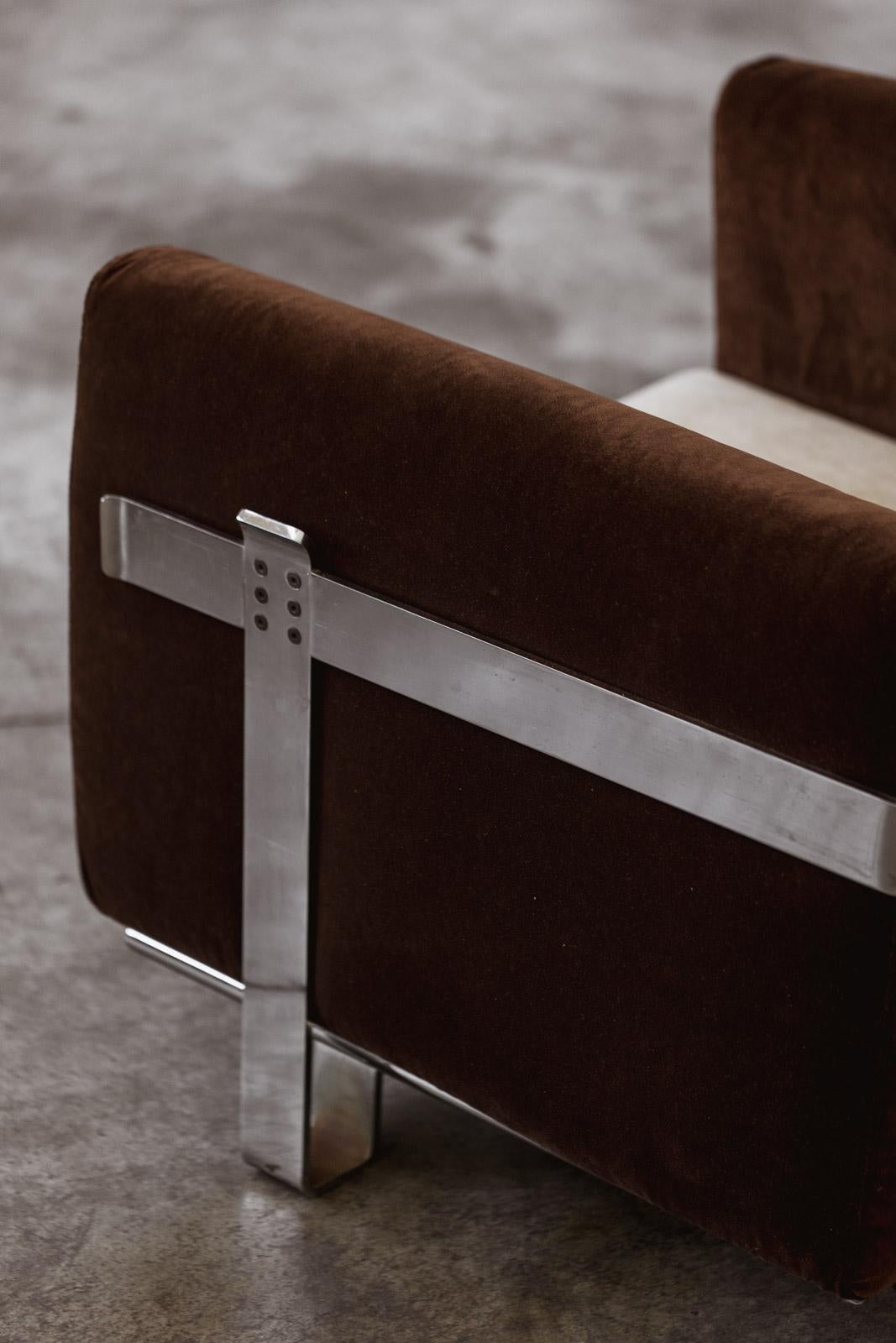 Metal Kazuhide Takahama Armchairs for Simon Gavina, Two-tone Velvet, 1965, Set of 2 For Sale