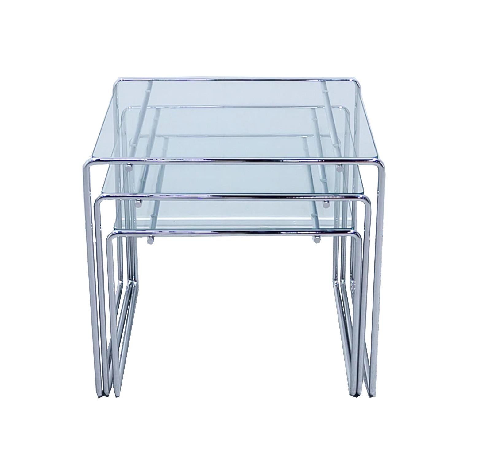 Mid-Century Modern Kazuhide Takahama for Cassina Stackable Side Tables Marcel-T, Italy 1990s