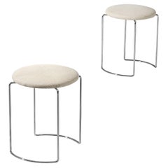 Kazuhide Takahama for Simon Gavina Pair of Stools in Off-White Upholstery