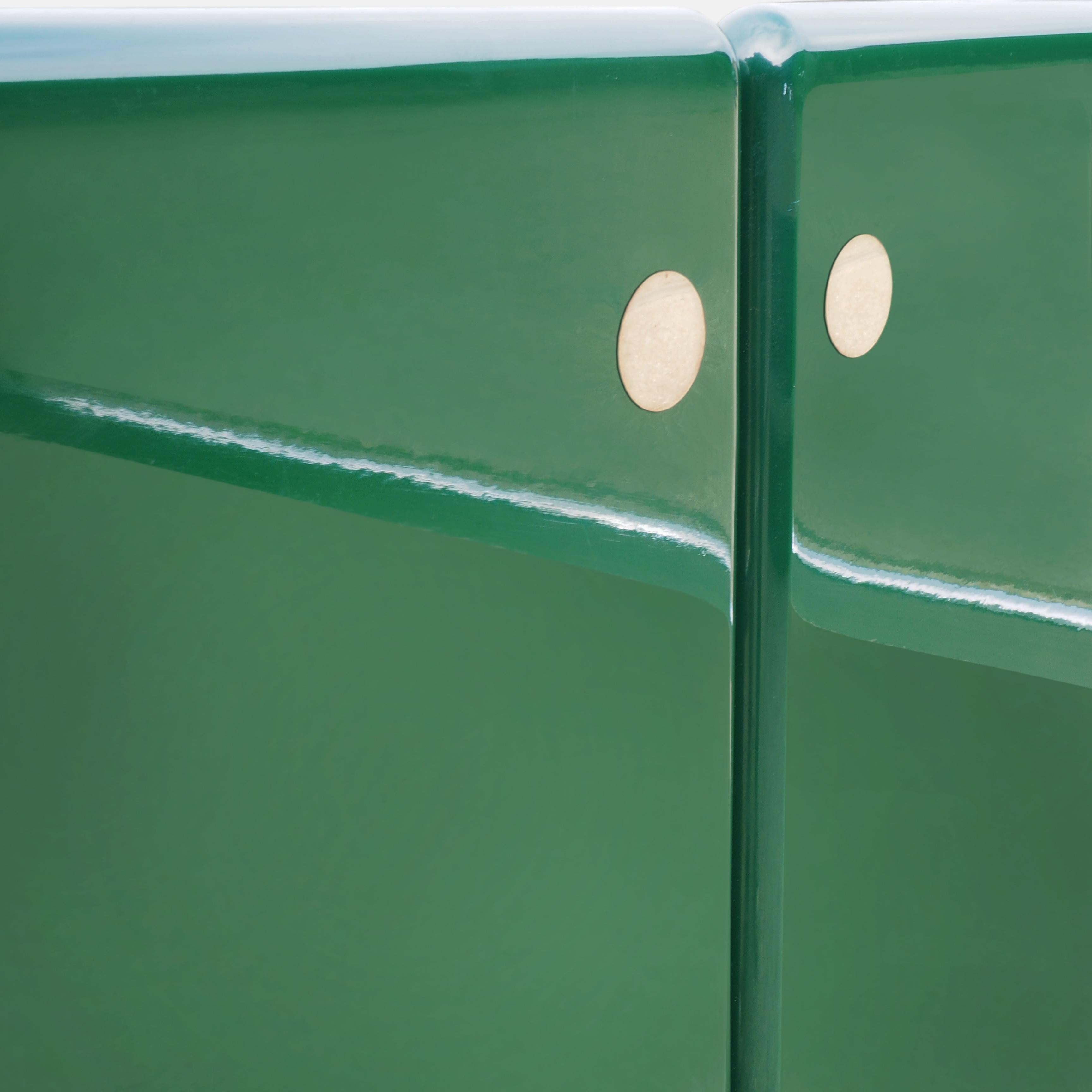 Kazuhide Takahama Green Lacquered Bed Frame for Simon, Dino Gavina, Italy, 1970s 2