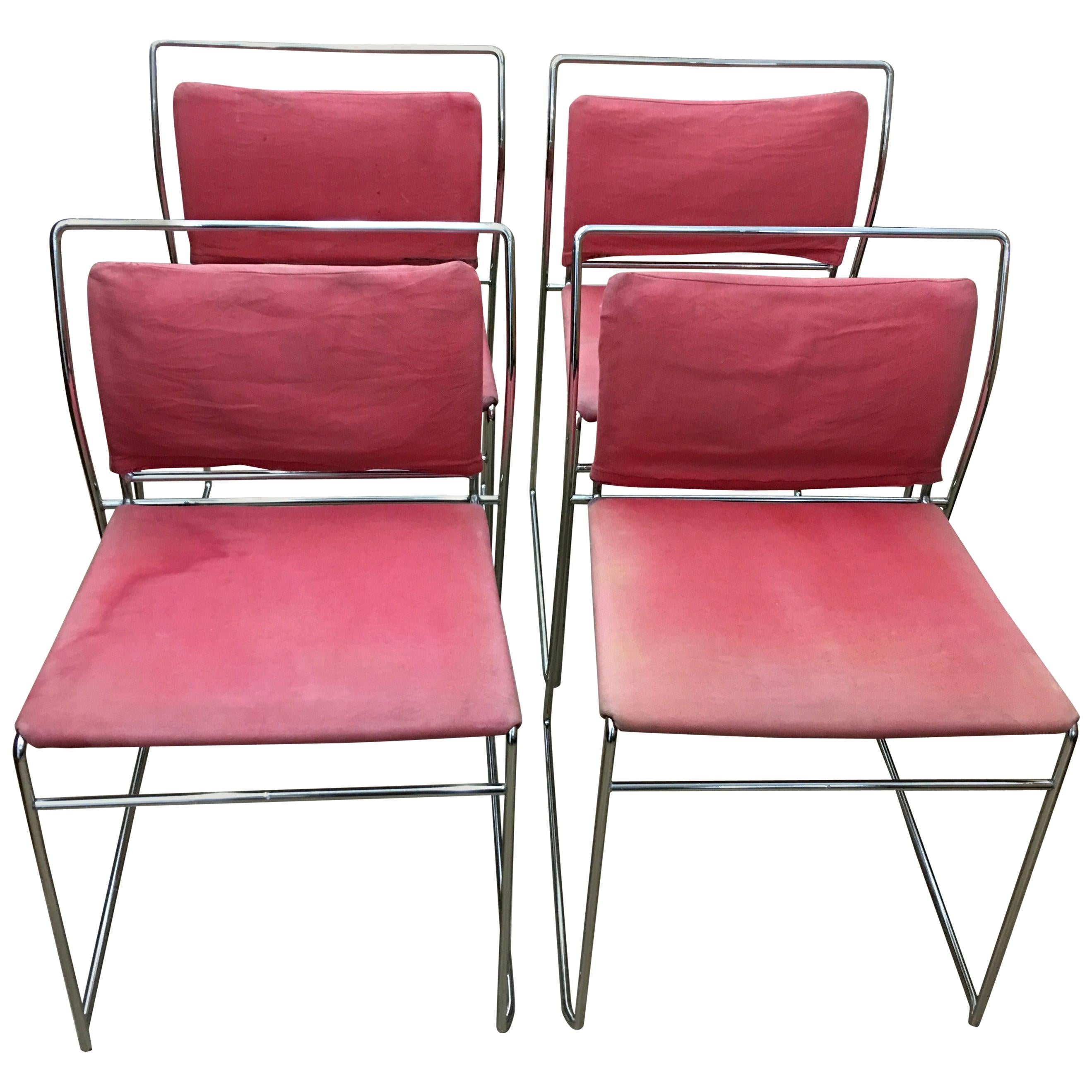 Kazuhide Takahama Italian Set of Four Steel Tulu Chairs for Simon Gavina, 1969