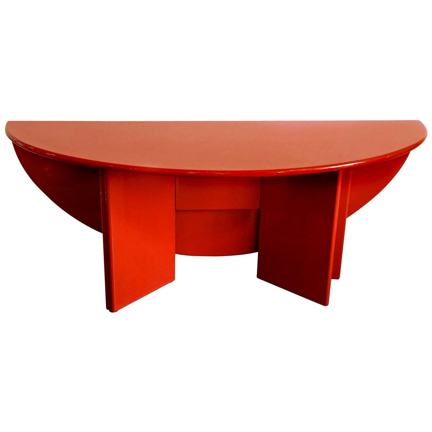 Kazuhide Takahama Lacquered Red "Antella" Drop-Leaf Dining Table / Console/ Desk