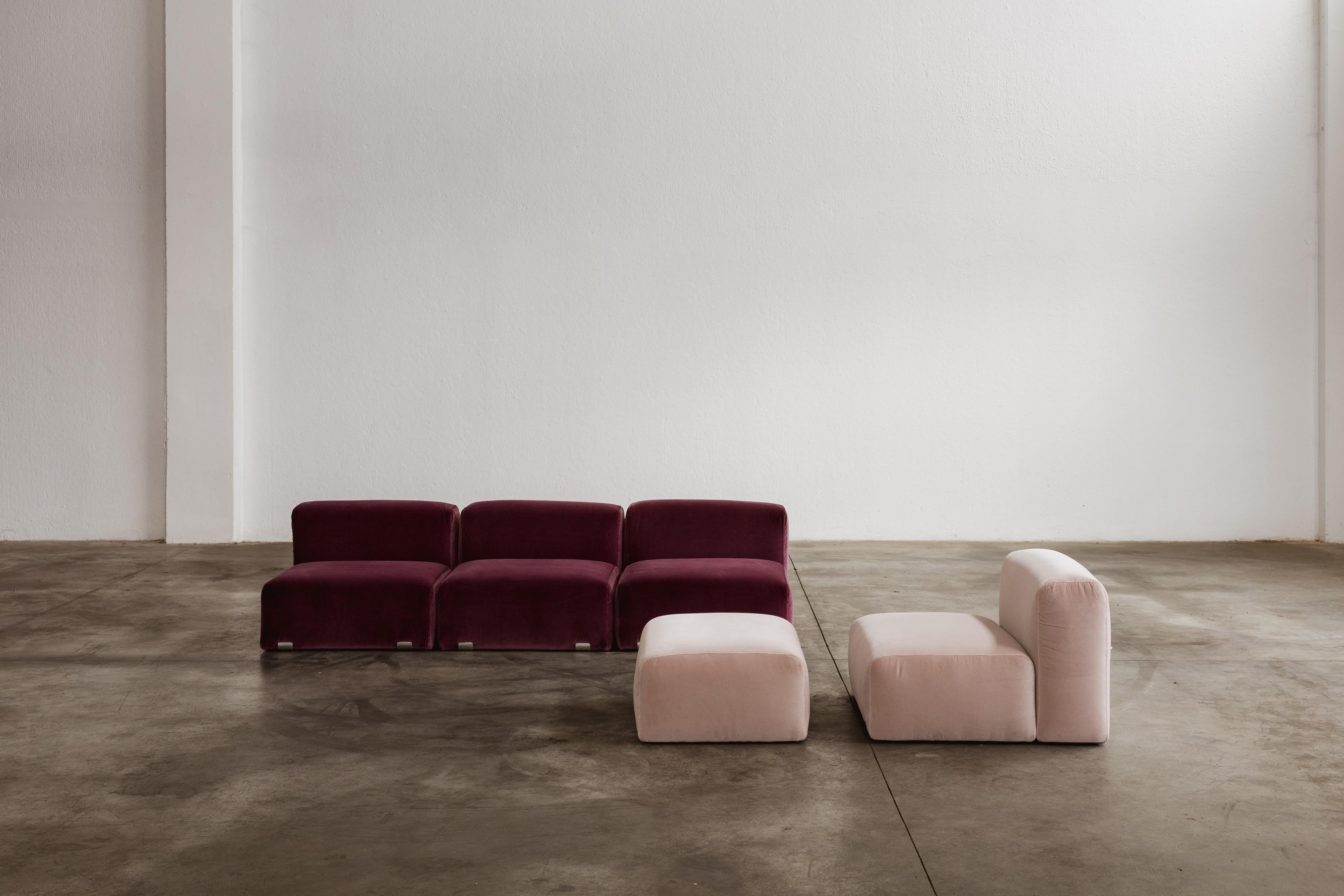 Kazuhide Takahama “Marcel” Modular Sofa for Gavina, Velvet and Steel, Italy, 1965, set of five.

Introducing the 