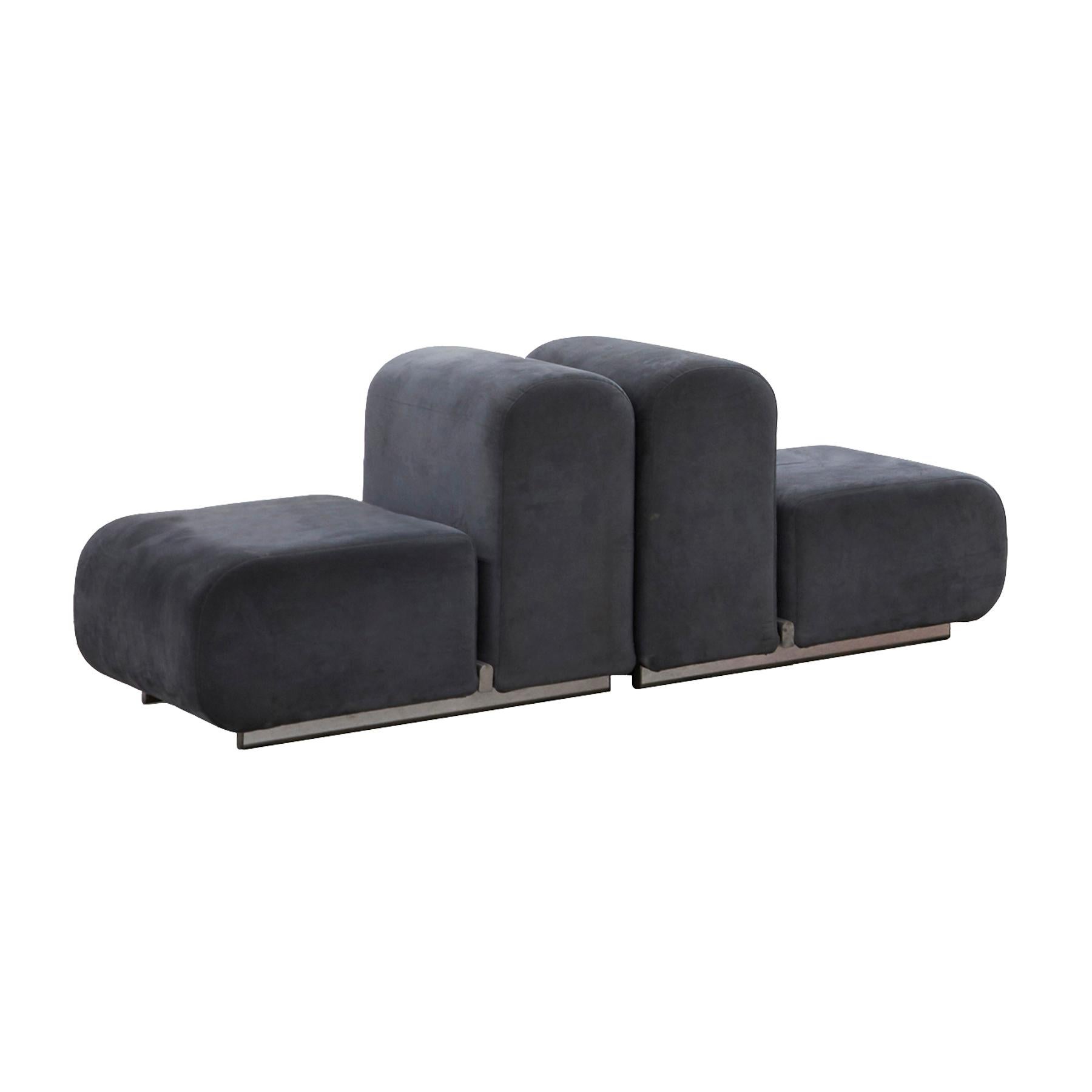 Pair of “Suzanne” lounge chairs by Kazuhide Takahama for Knoll. Original ultra suede.
