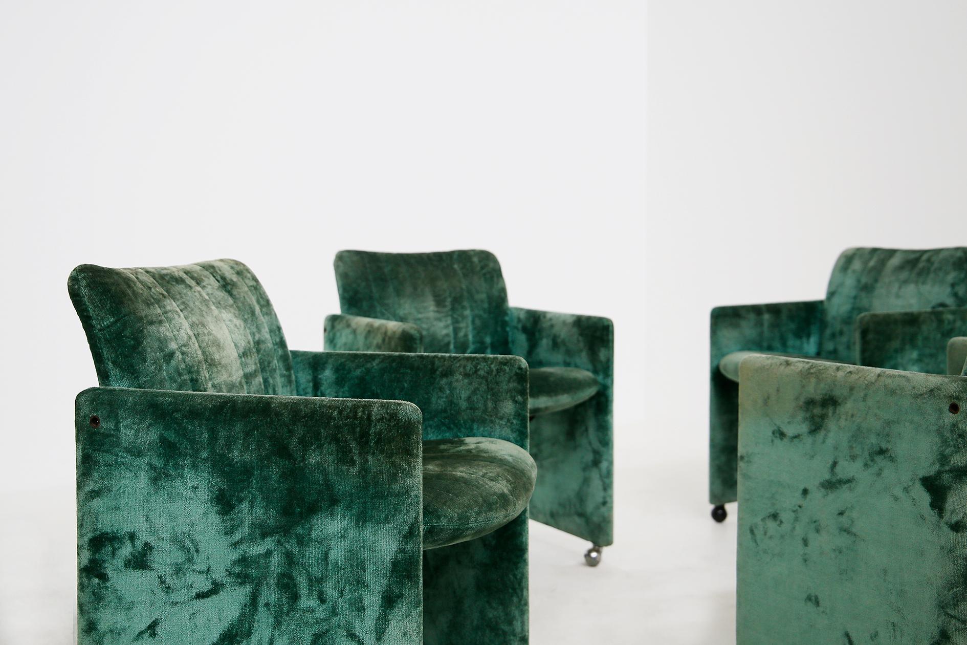 Kazuhide Takahama Set of 10 Chairs Green Mod. Montebello Production Gavina 1980s 1