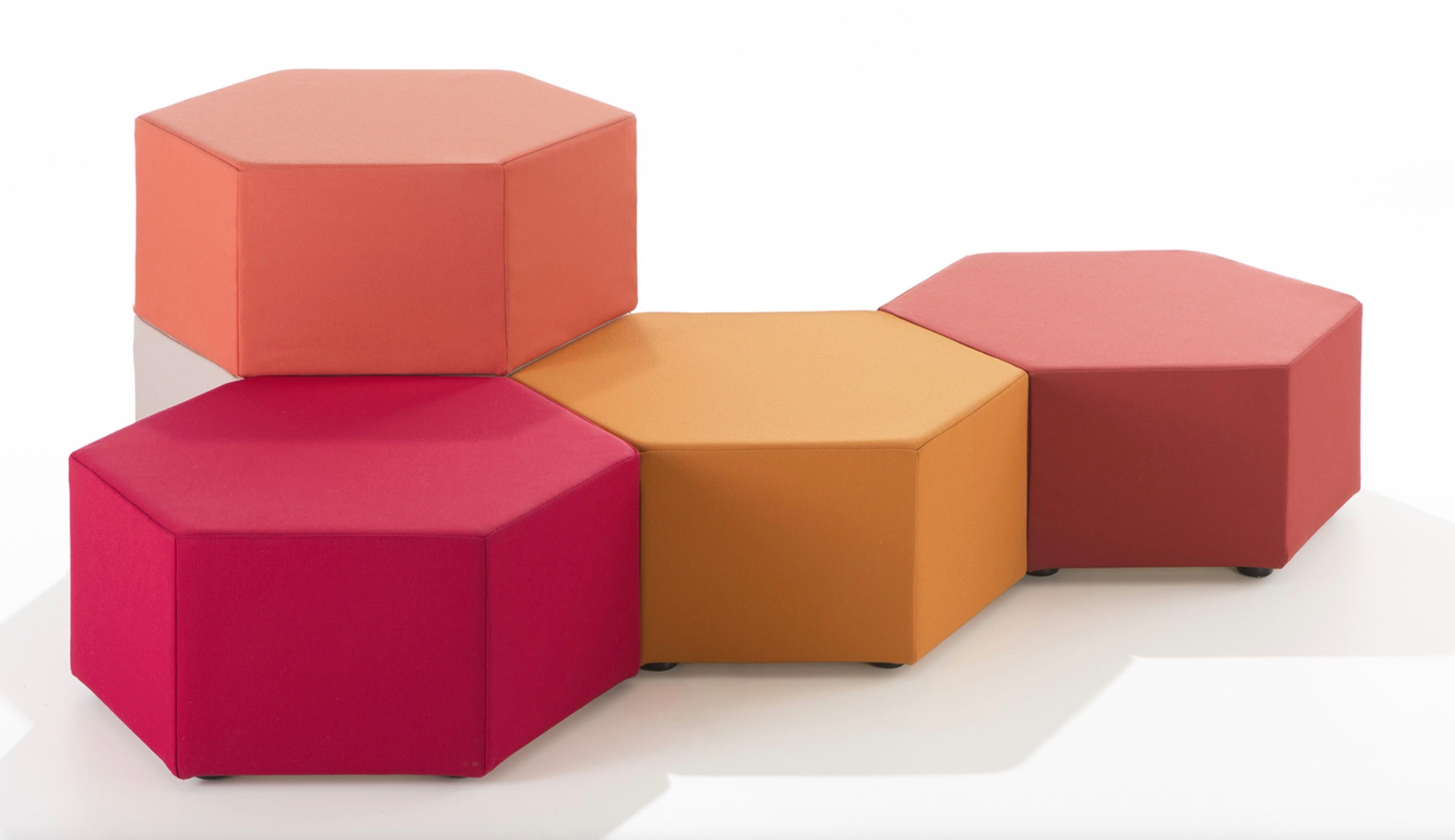 Italian Kazuhide Takahama Set of 2 'Esa' Hexagonal Poufs for B-Line 1968 For Sale