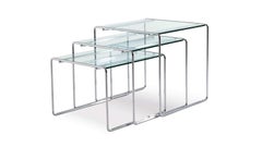 Kazuhide Takahama Set of 3 Marcel T Coffee Tables, Chrome Steel Modern