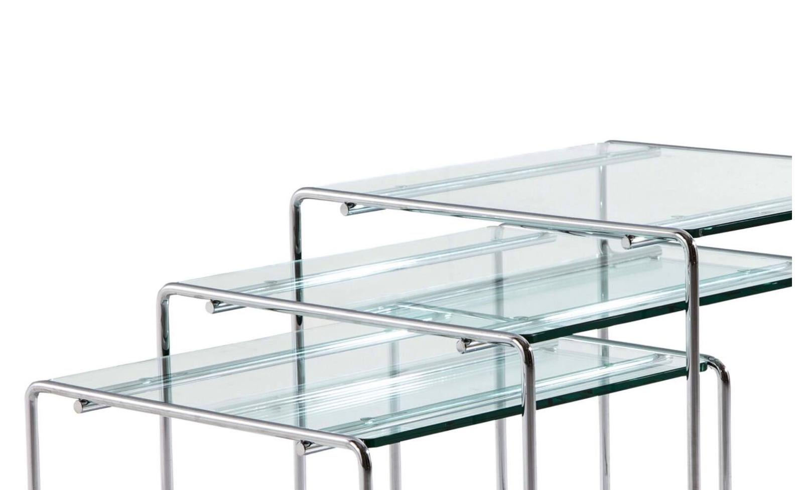French Kazuhide Takahama Set of Three Marcel T Coffee Tables For Cassina For Sale