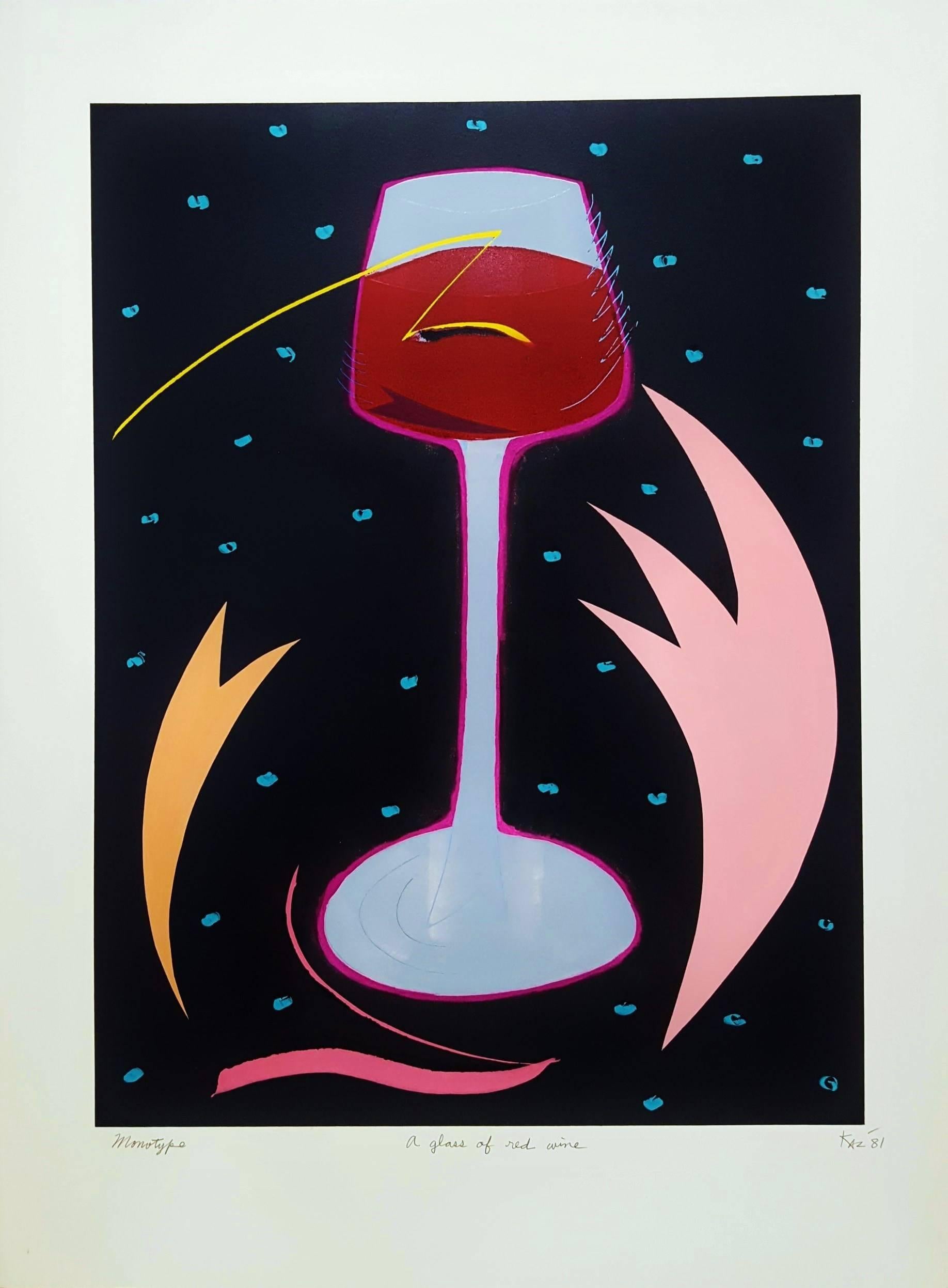 A Glass of Red Wine /// Contemporary Pop Art Modern Alcohol The Rolling Stones - Print by Kazuhide Yamazaki