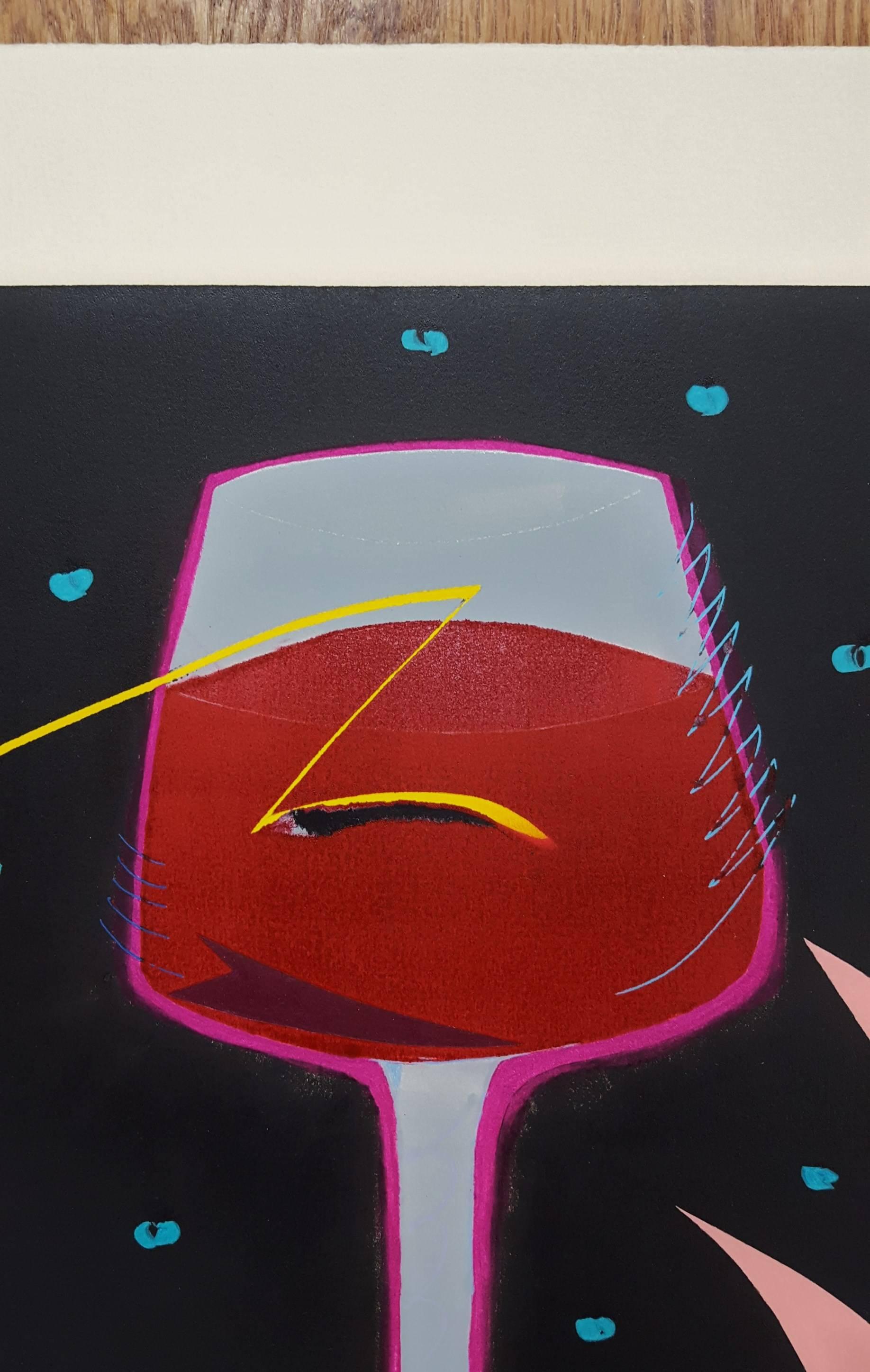 A Glass of Red Wine /// Contemporary Pop Art Modern Alcohol The Rolling Stones For Sale 1