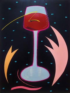 Vintage A Glass of Red Wine /// Contemporary Pop Art Modern Alcohol The Rolling Stones