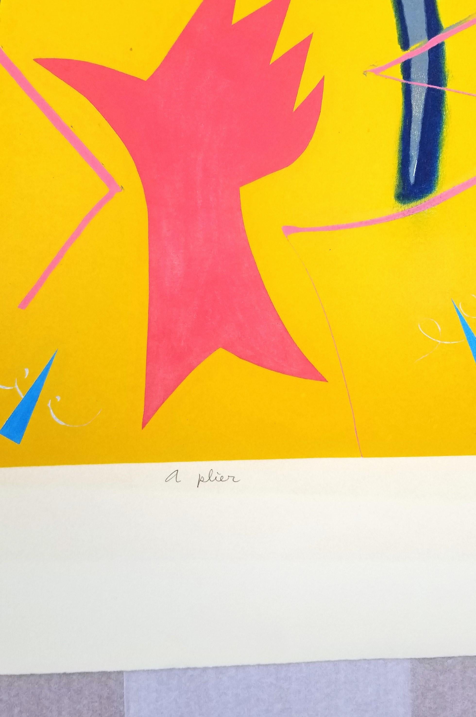 Una pinza /// Kazuhide Yamazaki Monotipo Contemporaneo Pop Art Strumenti Giallo Stampa in vendita 9