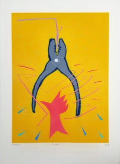 A Plier /// Kazuhide Yamazaki Monotype Contemporary Pop Art Tools Yellow Print