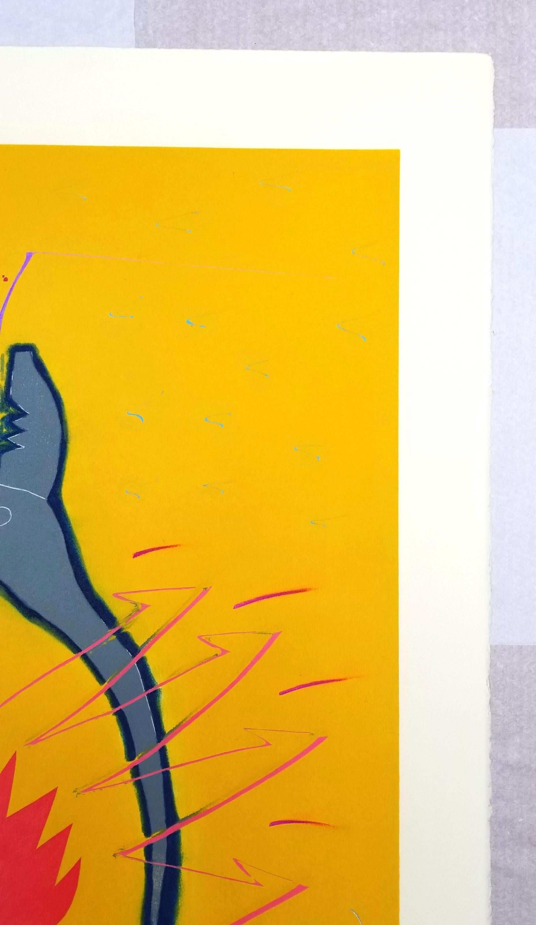 Una pinza /// Kazuhide Yamazaki Monotipo Contemporaneo Pop Art Strumenti Giallo Stampa in vendita 6