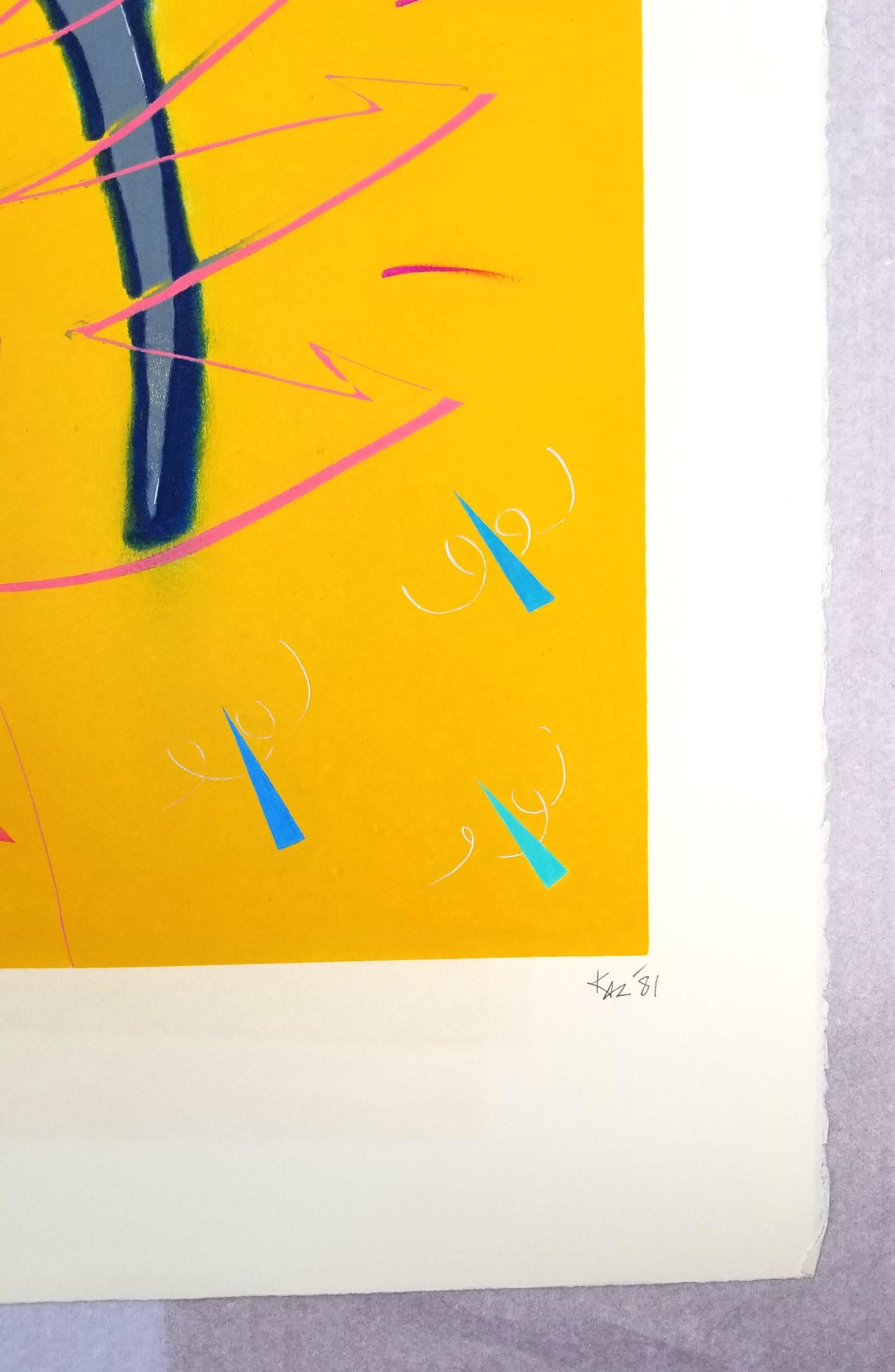 Una pinza /// Kazuhide Yamazaki Monotipo Contemporaneo Pop Art Strumenti Giallo Stampa in vendita 7