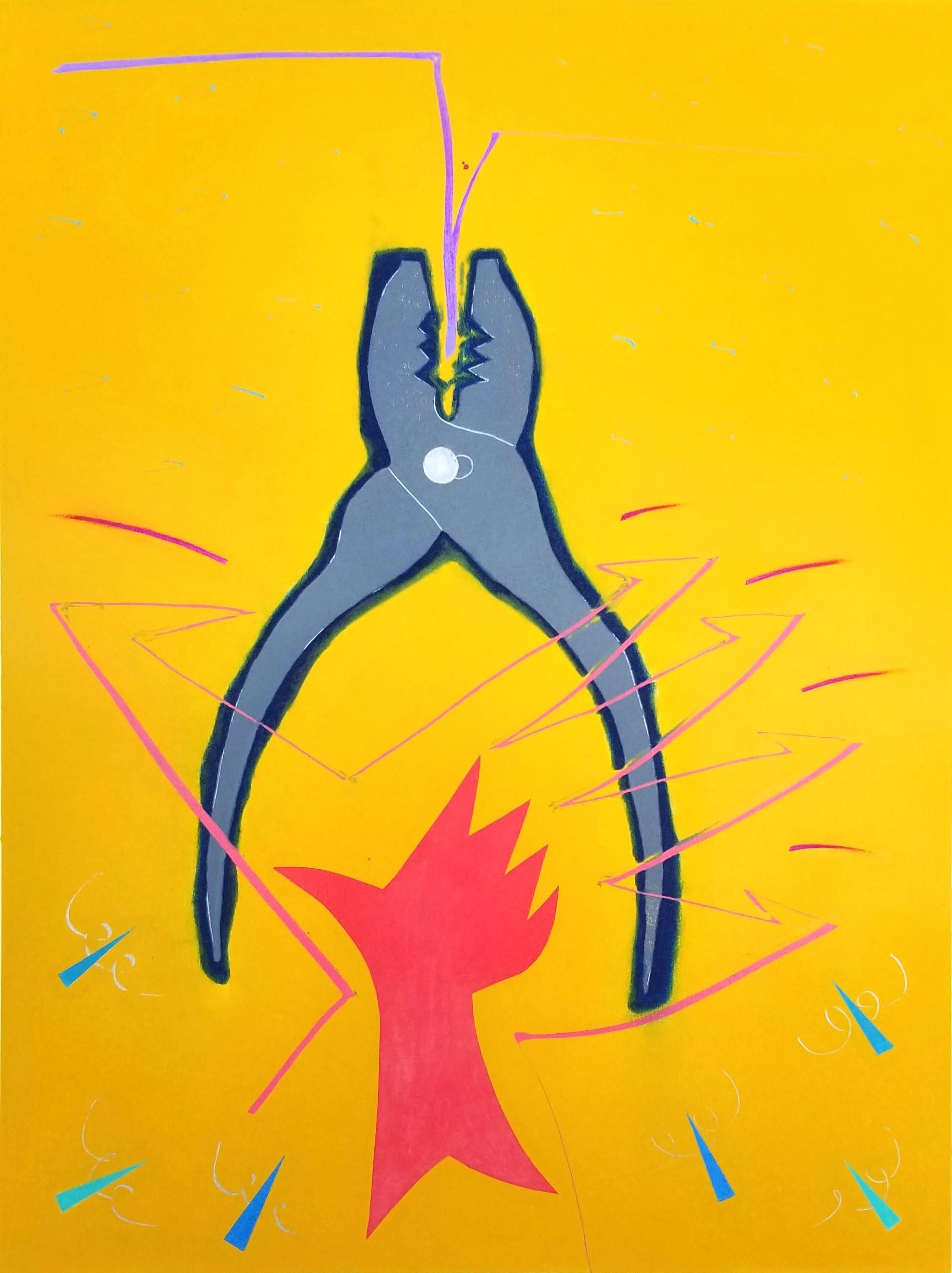 Una pinza /// Kazuhide Yamazaki Monotipo Contemporaneo Pop Art Strumenti Giallo Stampa