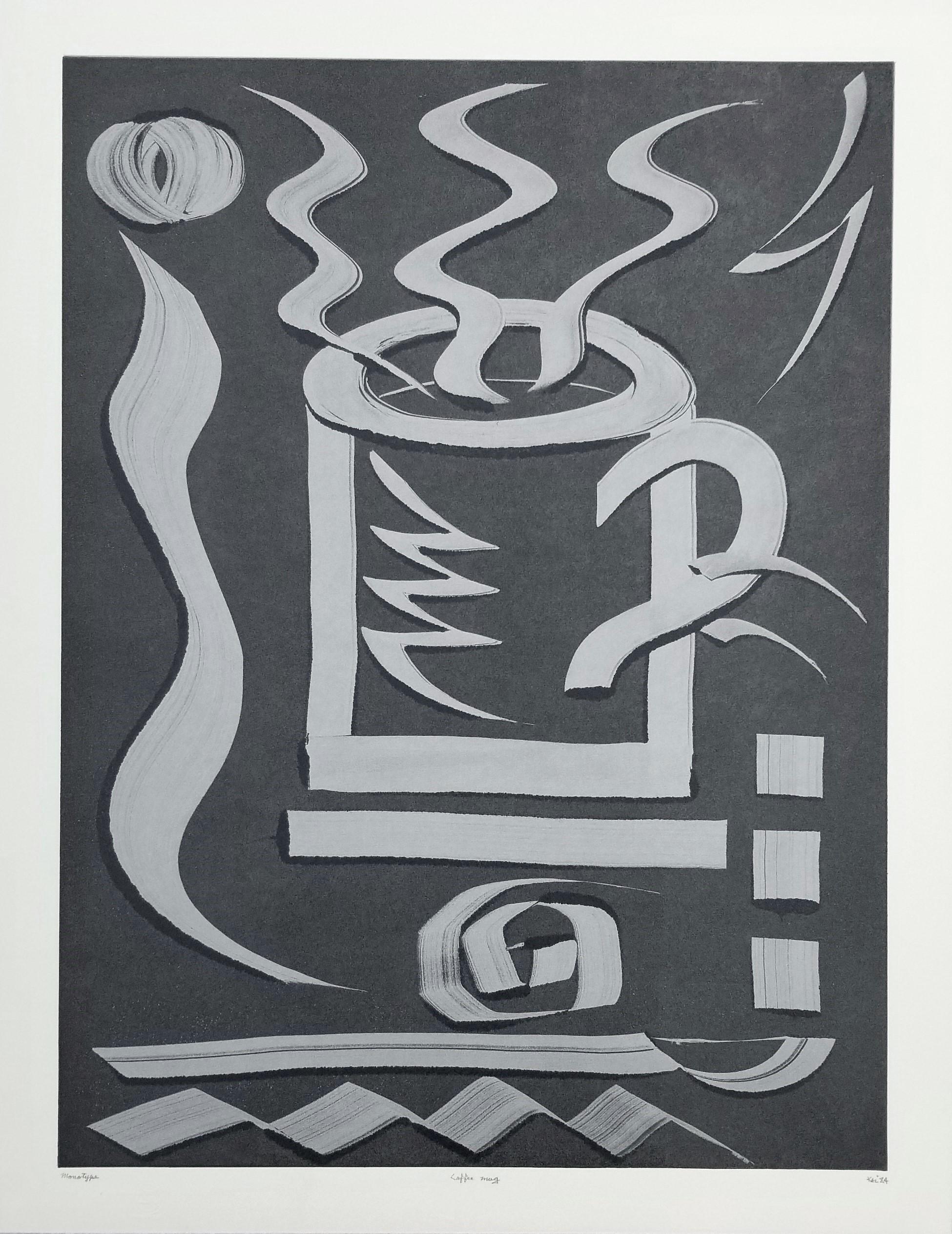 Kaffeebecher /// Contemporary Abstract Pop Art The Rolling Stones Monotype Print (Schwarz), Abstract Print, von Kazuhide Yamazaki