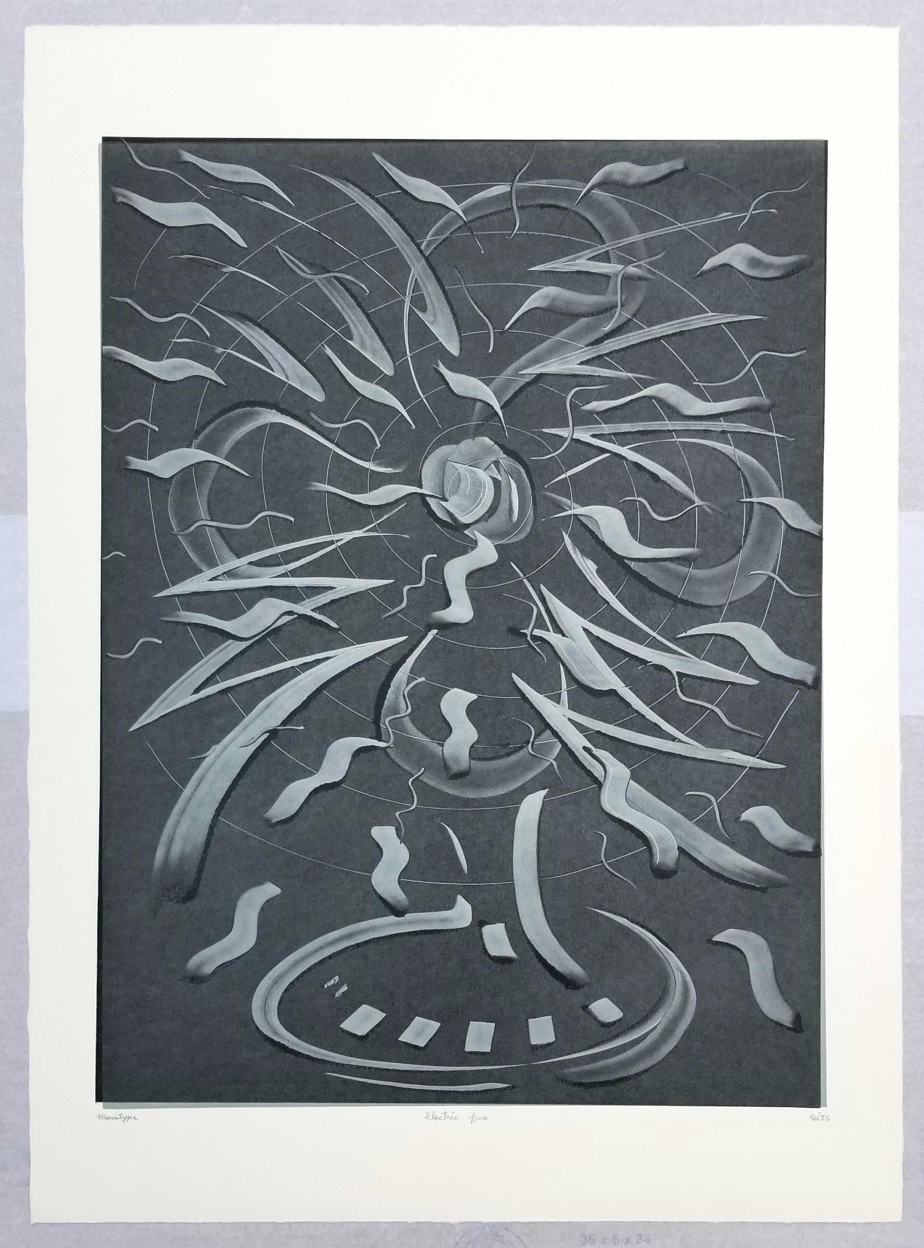 Ventilatore elettrico /// Stampa monotipo contemporanea astratta Pop Art The Rolling Stones - Abstract Print Grigio di Kazuhide Yamazaki