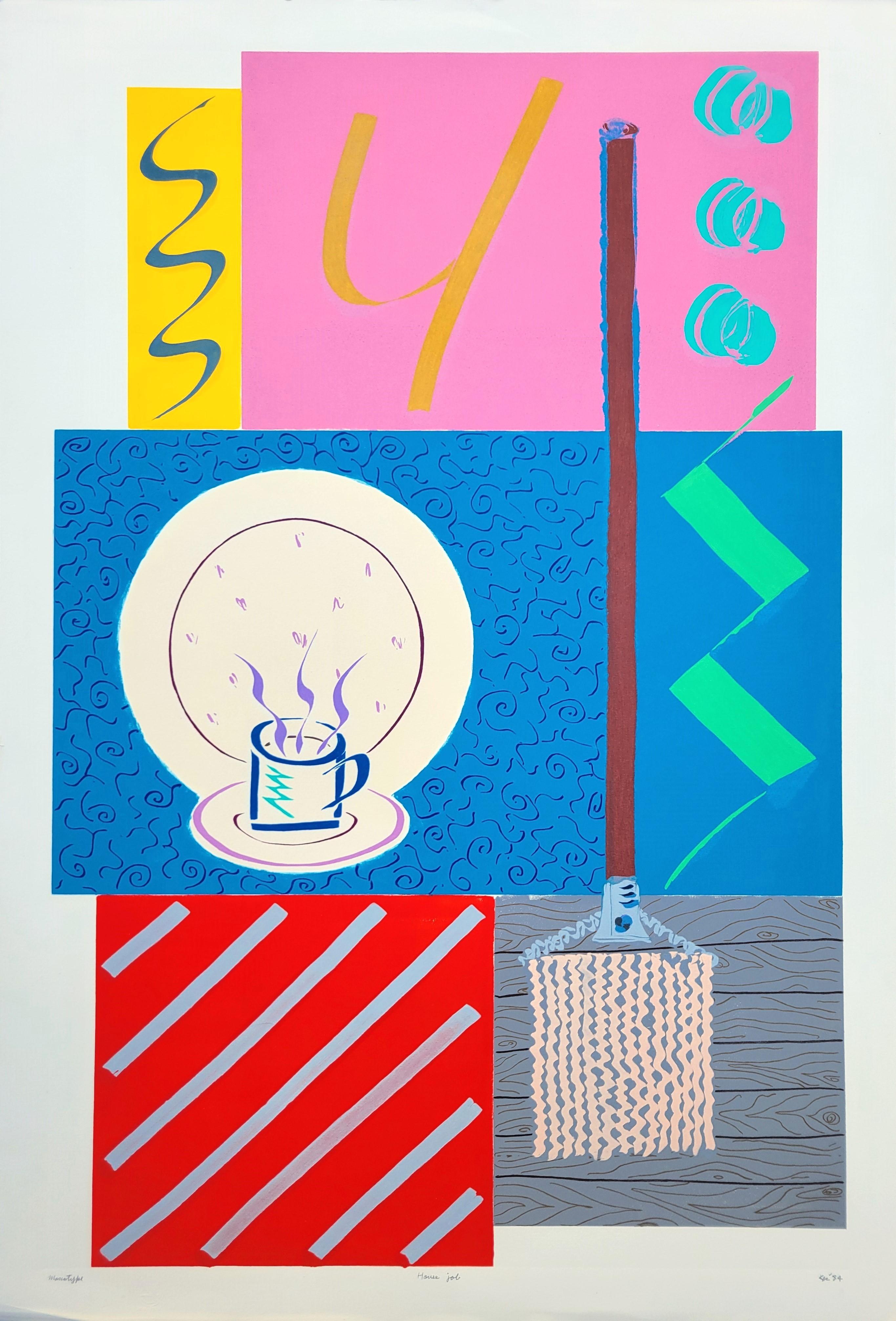 Job Art /// Kazuhide Yamazaki Monotype Contemporary Pop Art Café Intérieur en vente 1