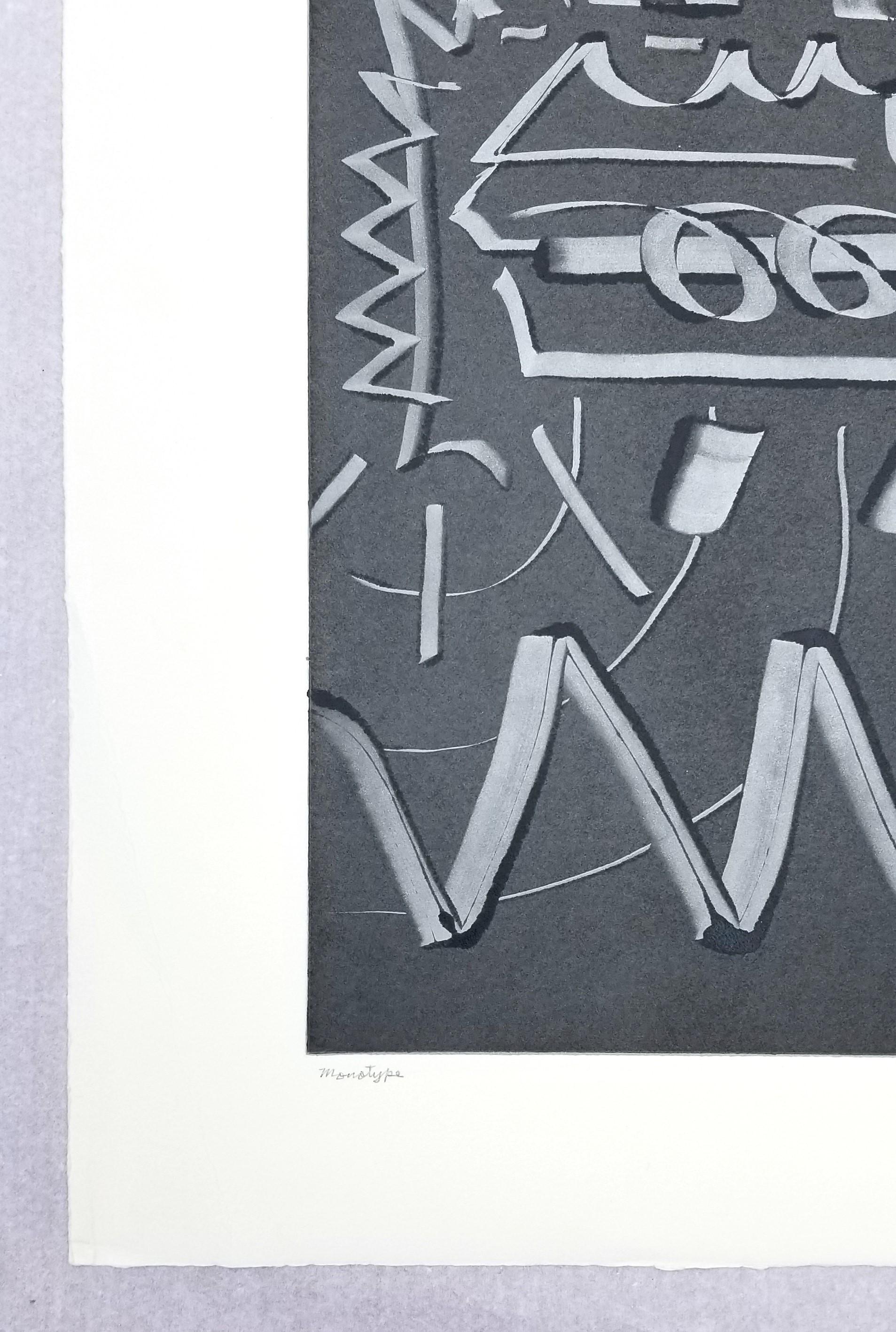 Clave /// Arte Pop Abstracto Contemporáneo Impresión Monotipo The Rolling Stones Nueva York - Abstract Print Gris de Kazuhide Yamazaki