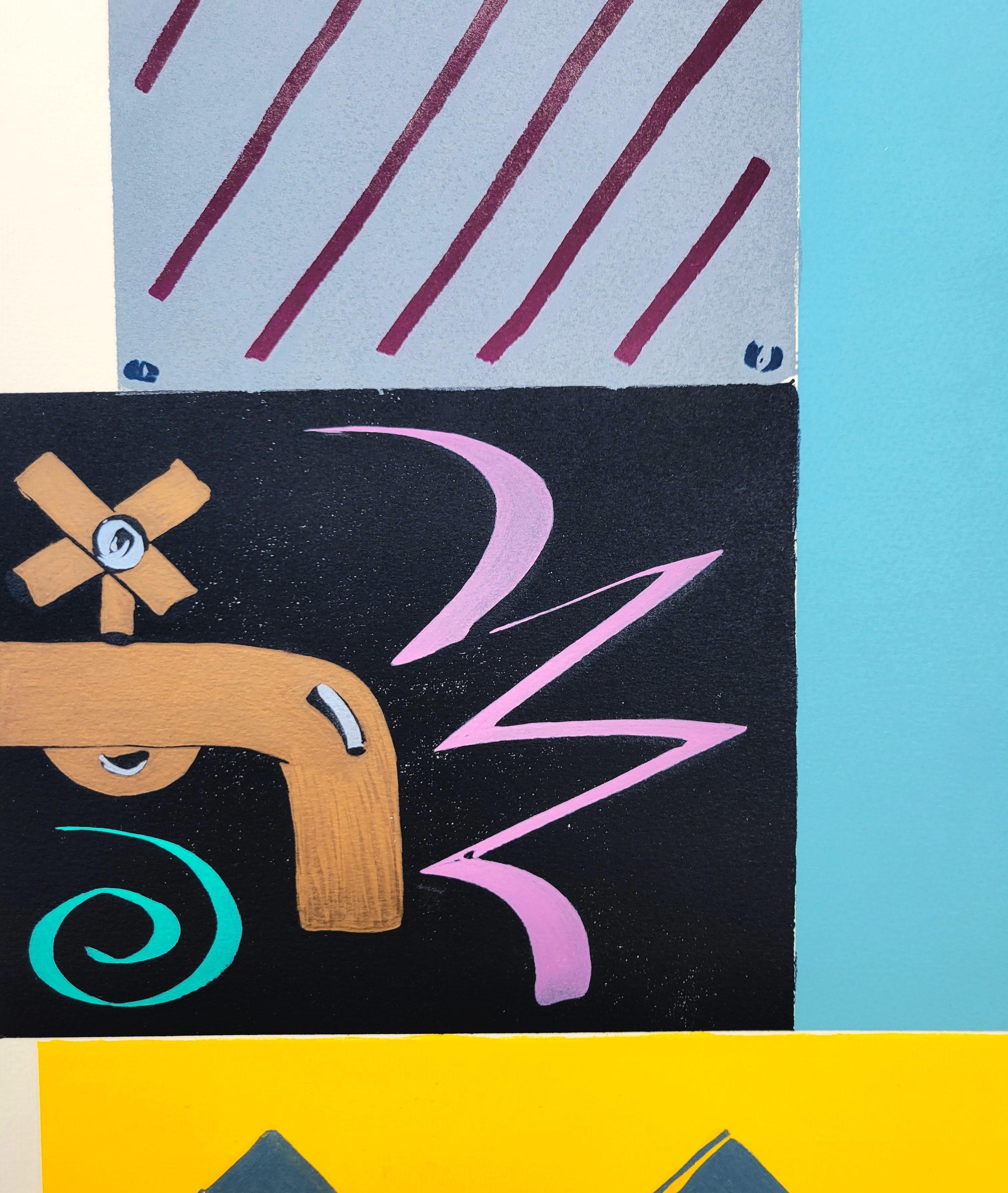 Morning Rush /// Kazuhide Yamazaki Monotype Contemporary Pop Art Bathroom Shirt For Sale 12