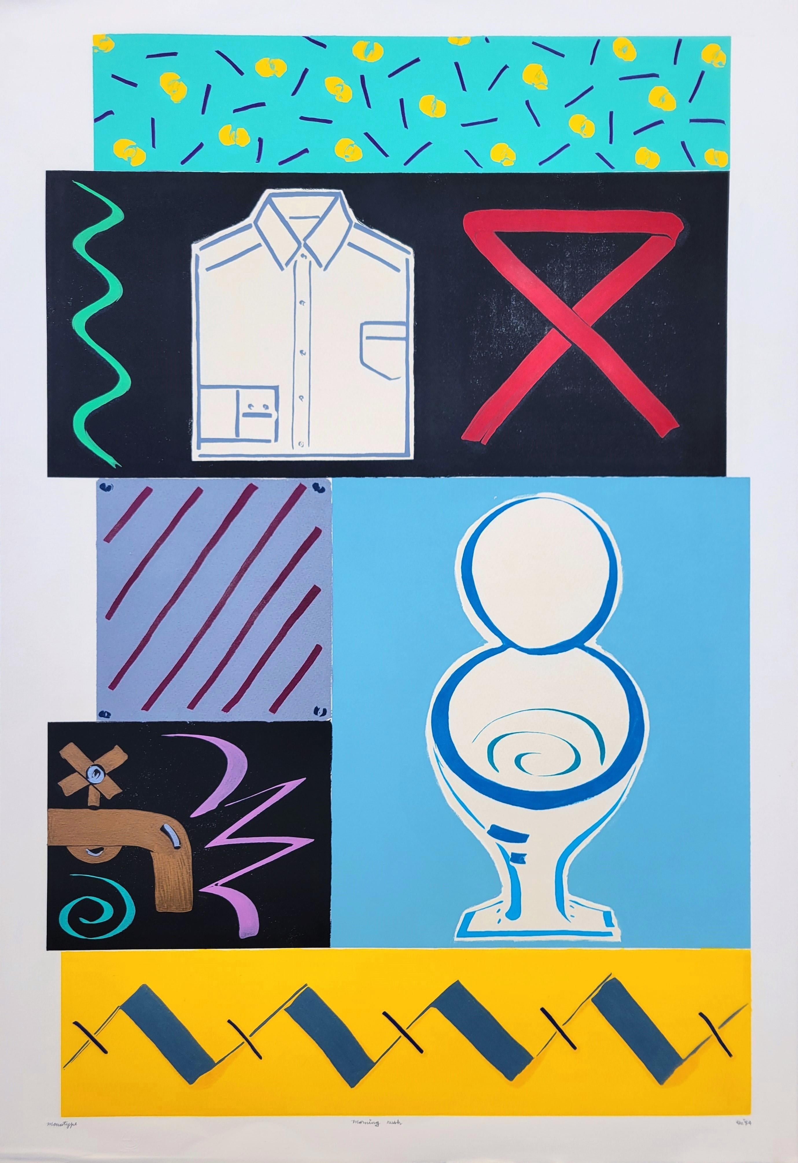 Morning Rush /// Kazuhide Yamazaki Monotype Contemporary Pop Art Bathroom Shirt For Sale 1