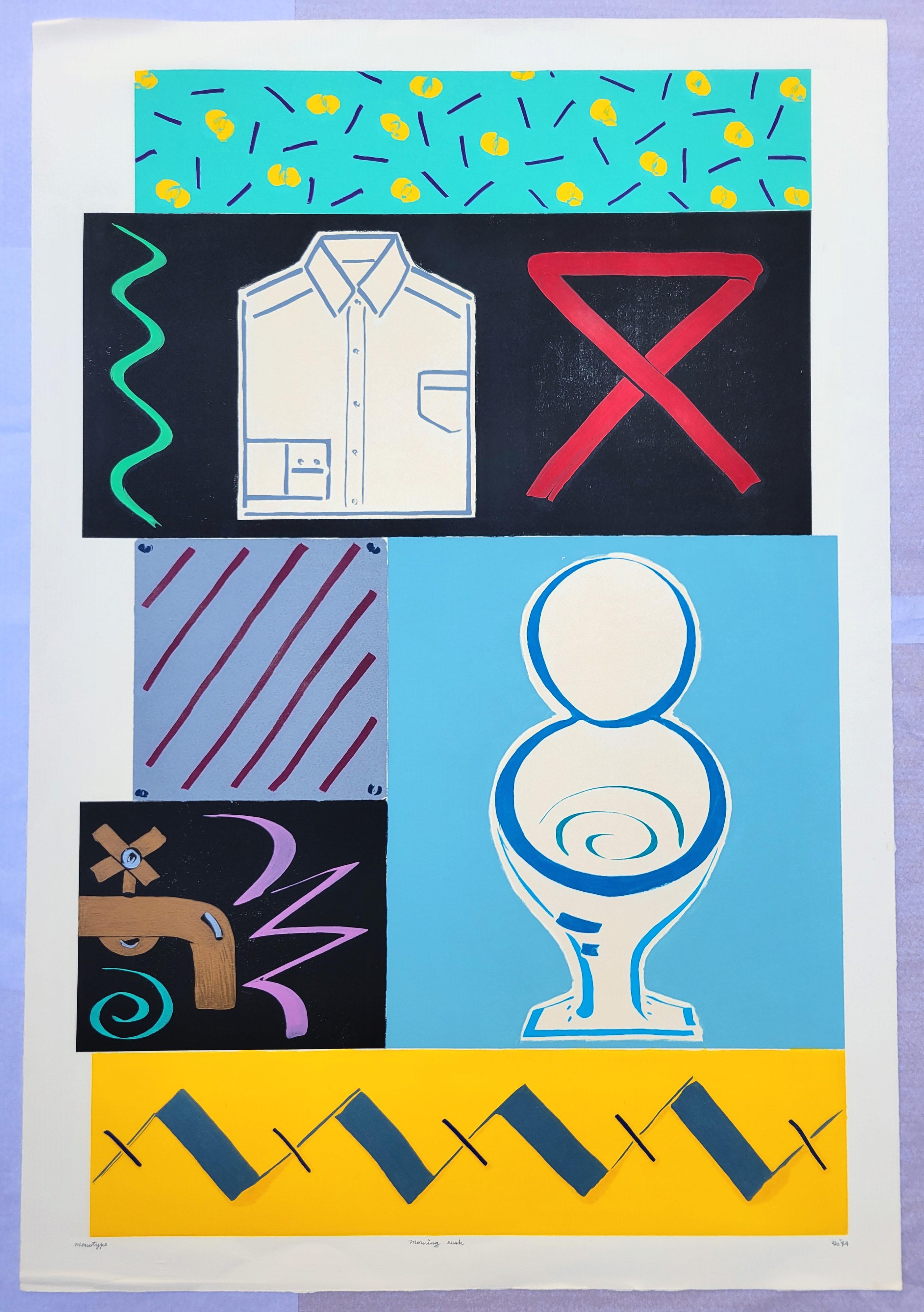 Morning Rush /// Kazuhide Yamazaki Monotype Contemporary Pop Art Bathroom Shirt For Sale 2