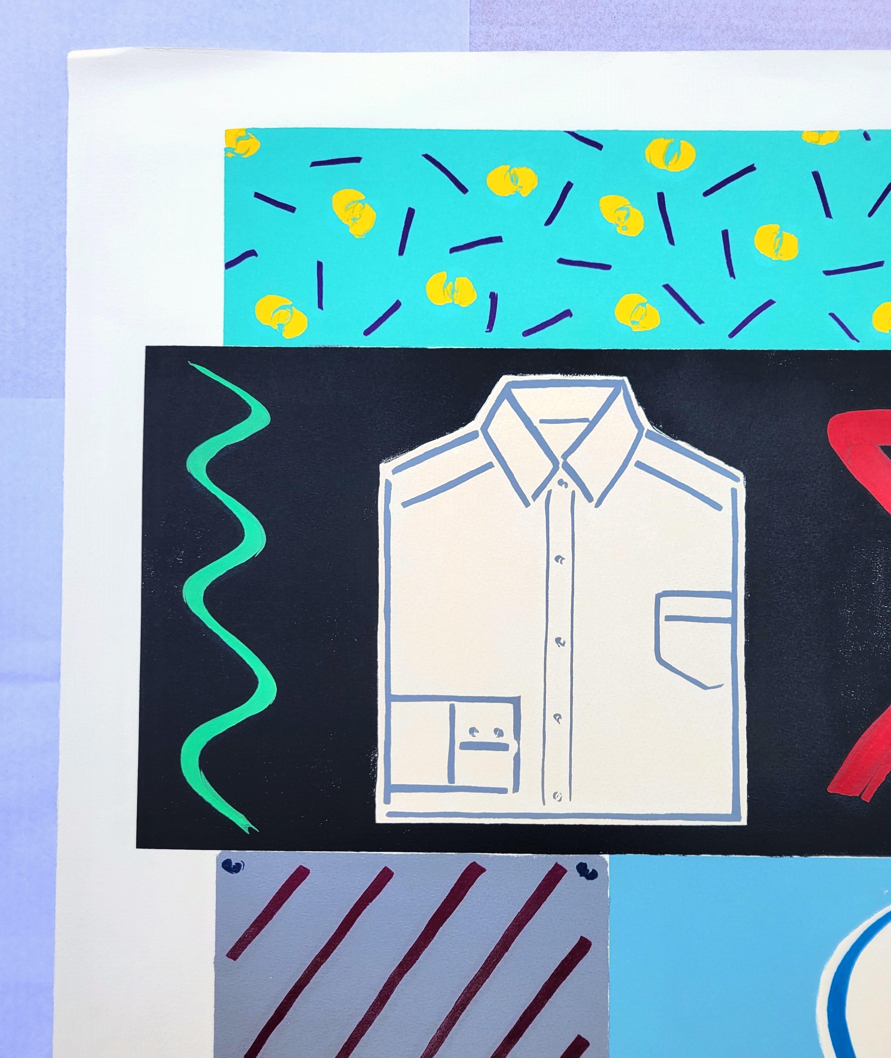 Morning Rush /// Kazuhide Yamazaki Monotype Contemporary Pop Art Bathroom Shirt For Sale 5