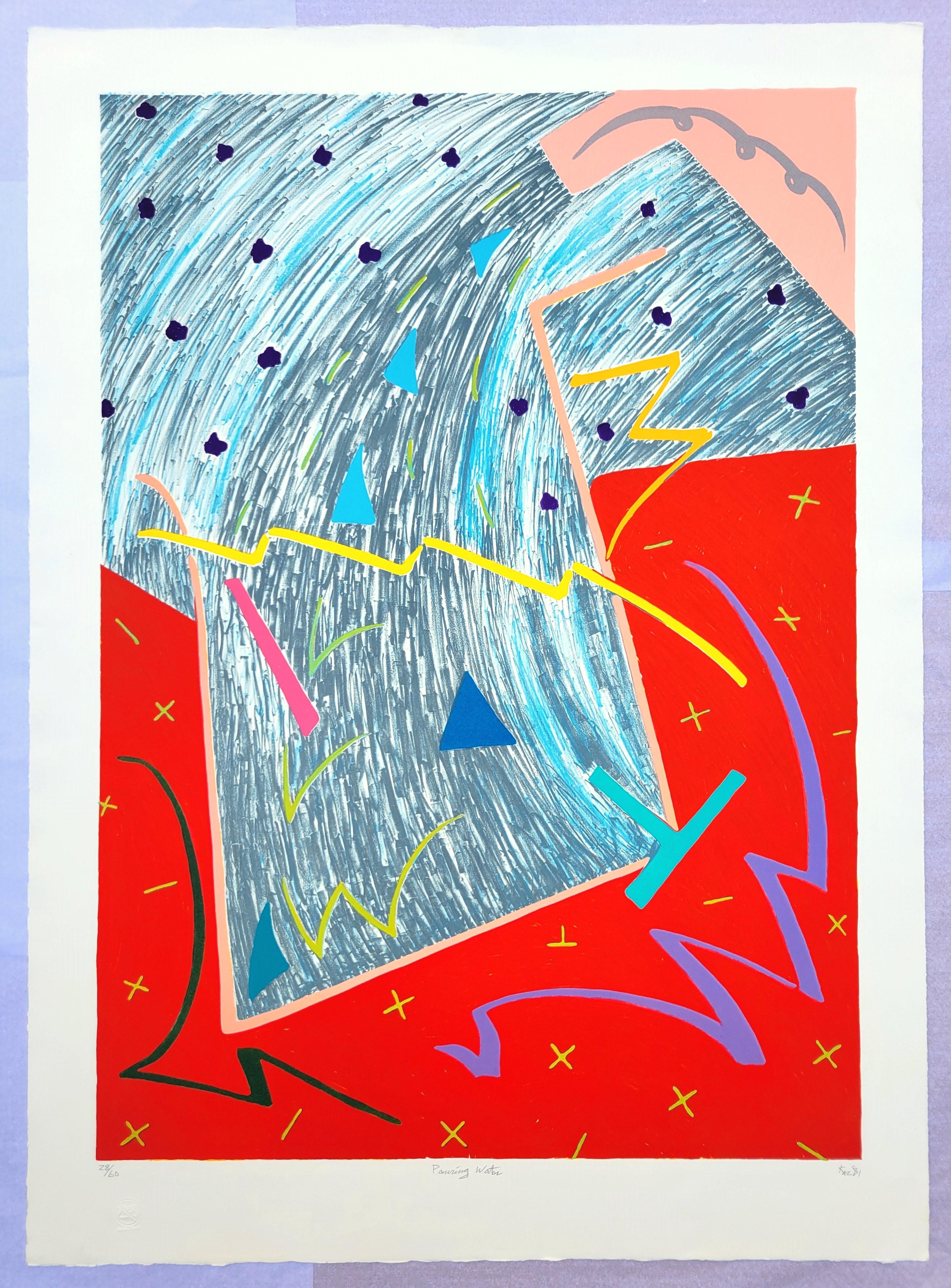 Pouring Water /// Contemporary Abstract Expressionism Geometric Rolling Stones - Gray Abstract Print by Kazuhide Yamazaki
