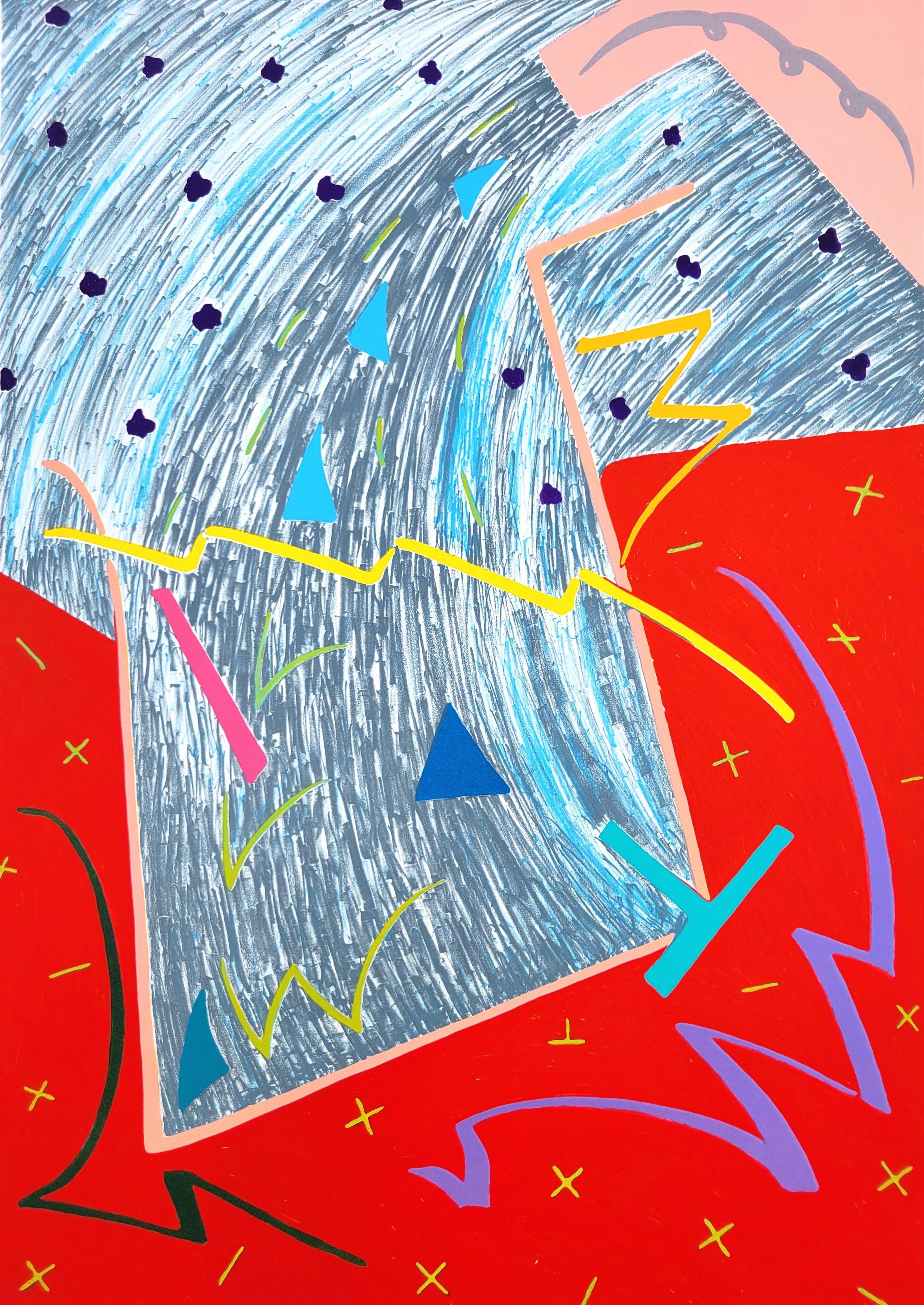 Kazuhide Yamazaki Abstract Print - Pouring Water /// Contemporary Abstract Expressionism Geometric Rolling Stones