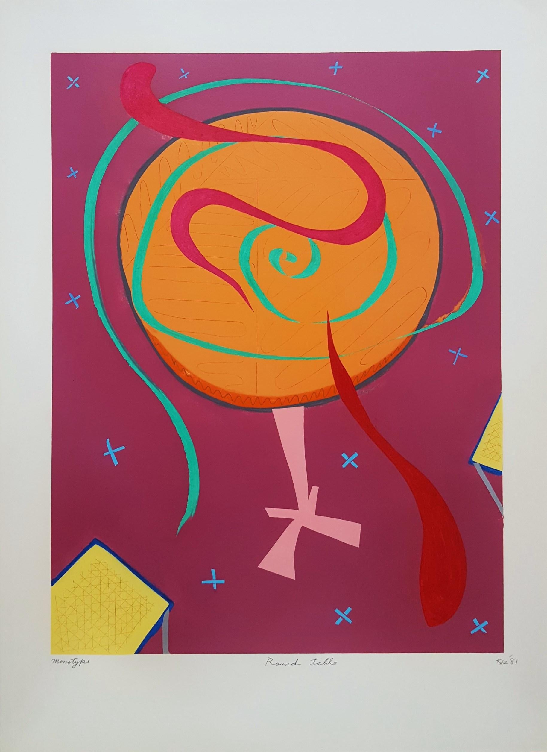 Round Table /// Contemporary Street Pop Art Abstract Modern The Rolling Stones - Print by Kazuhide Yamazaki