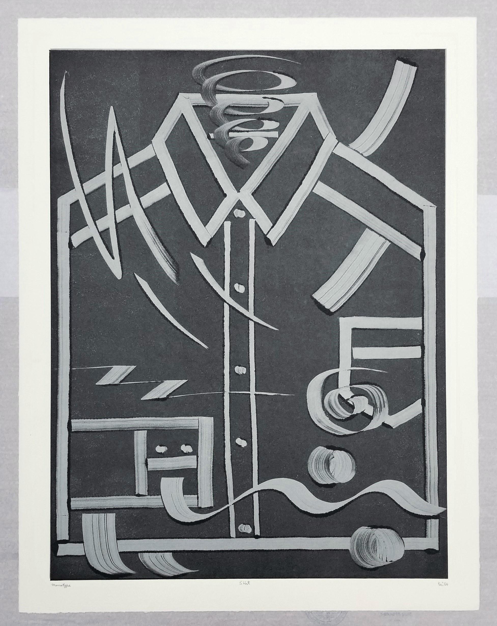 Camicia /// Contemporary Abstract Pop Art The Rolling Stones Monotype Moda - Abstract Print Nero di Kazuhide Yamazaki