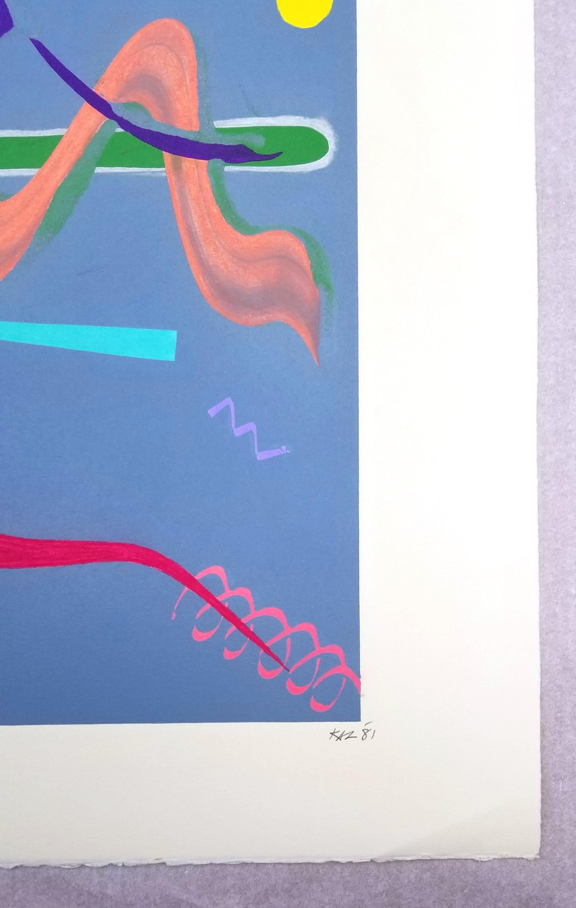 Zahnbürste /// Zeitgenössische abstrakte Kunst Monotypie The Rolling Stones Farbenfroh im Angebot 2