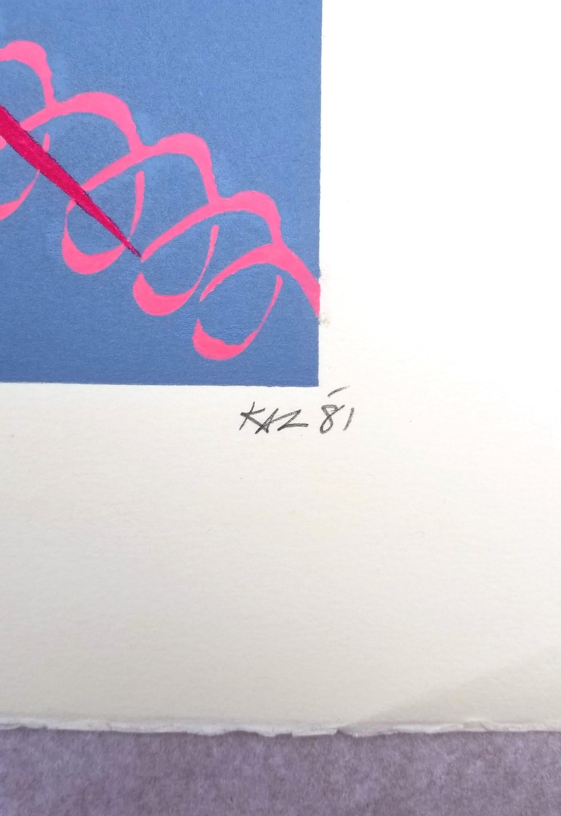 Zahnbürste /// Zeitgenössische abstrakte Kunst Monotypie The Rolling Stones Farbenfroh im Angebot 3