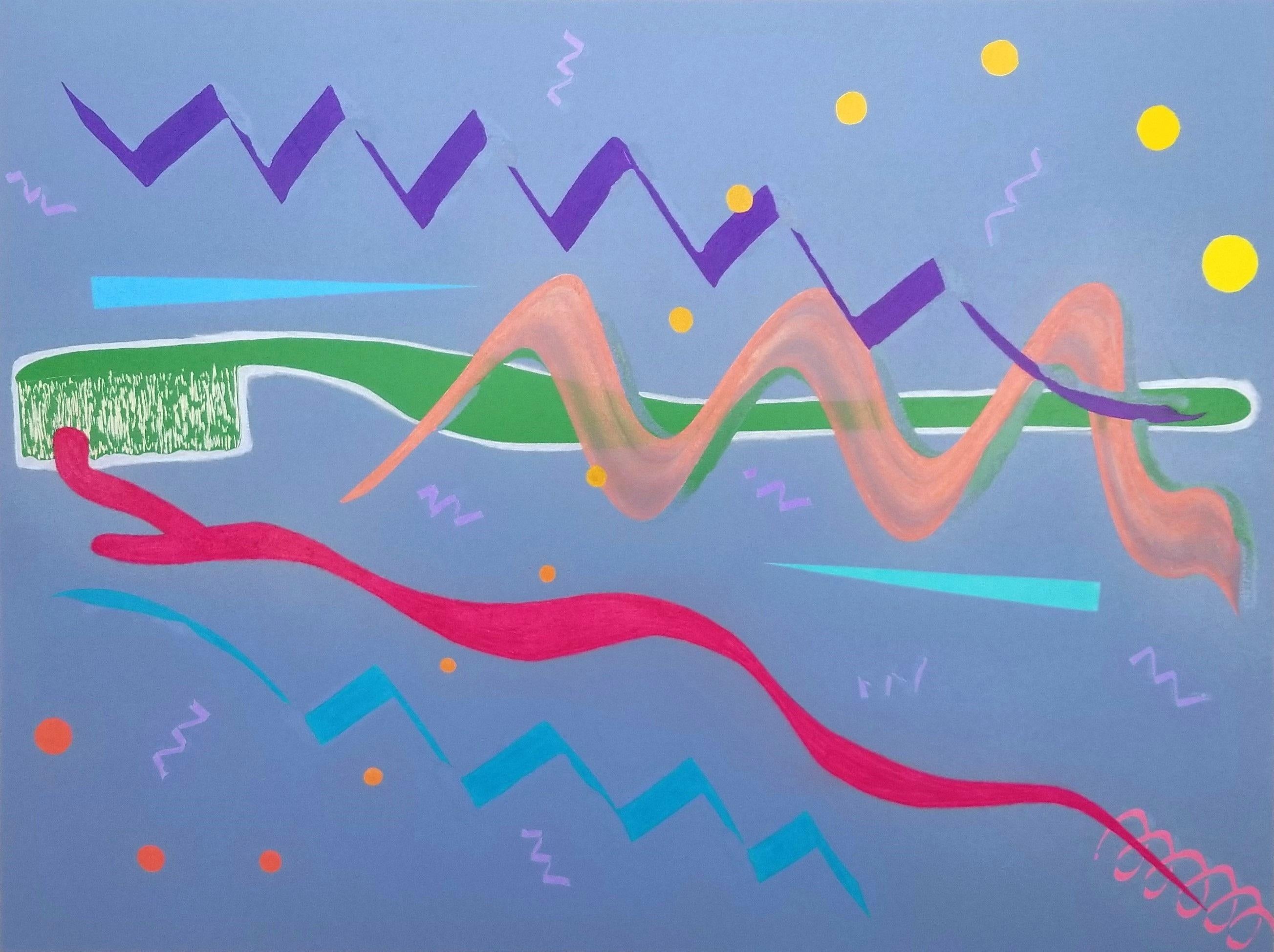 Spazzolino /// Arte astratta contemporanea Monotipo The Rolling Stones Colorato