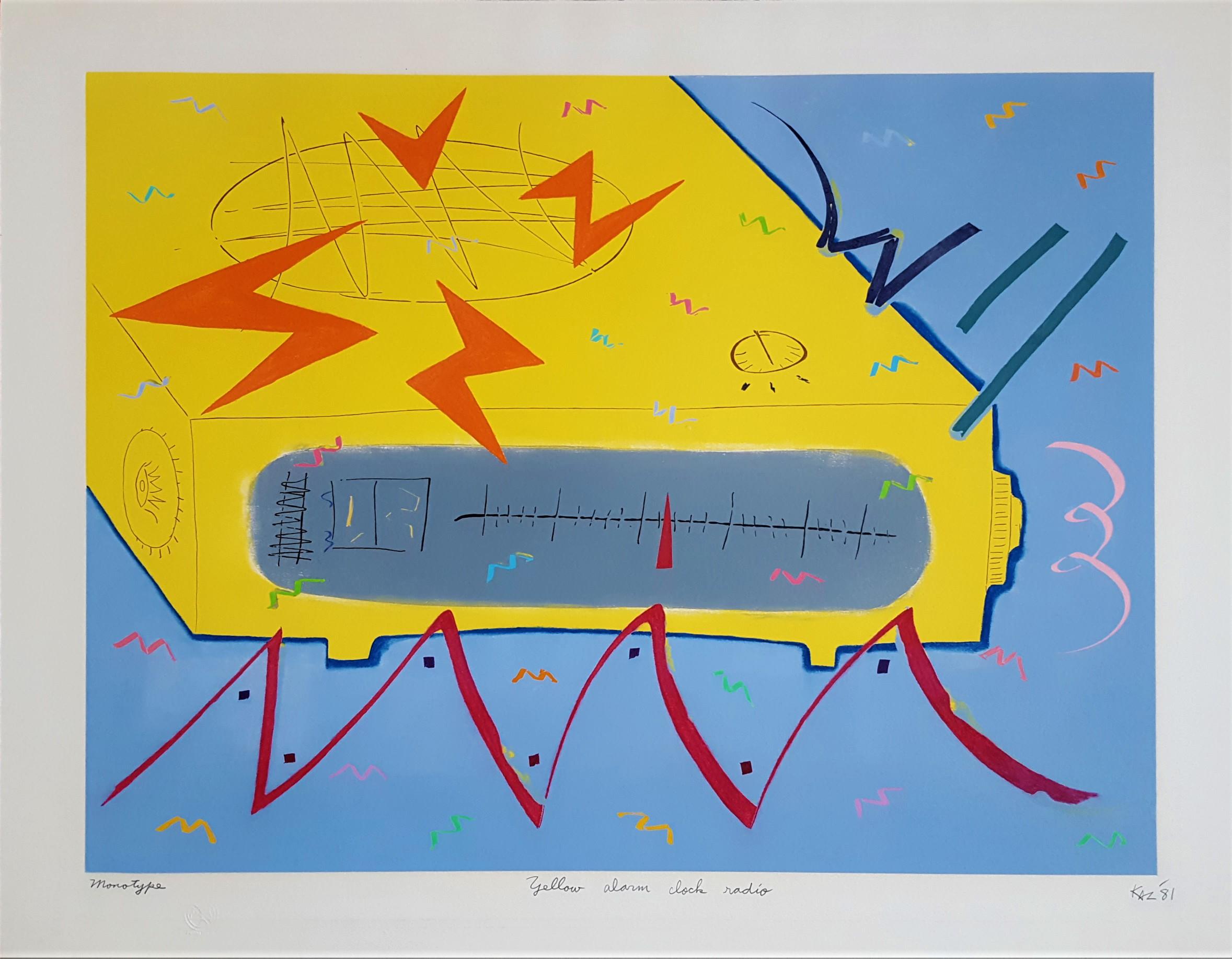 Yellow Alarm Clock Radio /// Contemporary Pop Art Abstract The Rolling Stones - Print de Kazuhide Yamazaki