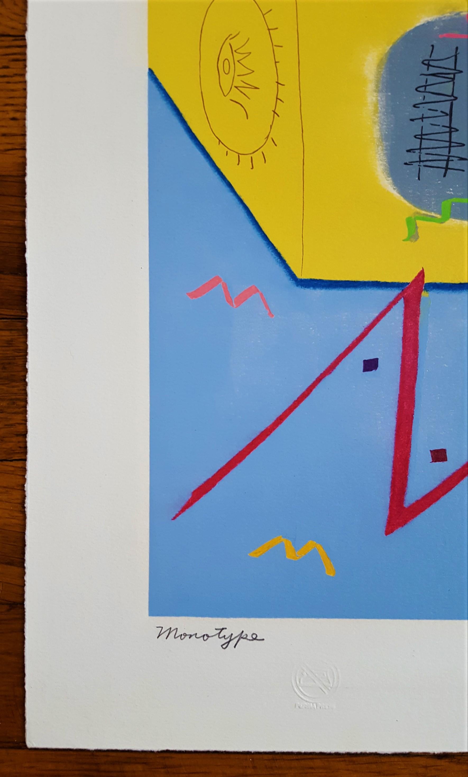 Yellow Alarm Clock Radio /// Contemporary Pop Art Abstract The Rolling Stones - Géométrique abstrait Print par Kazuhide Yamazaki