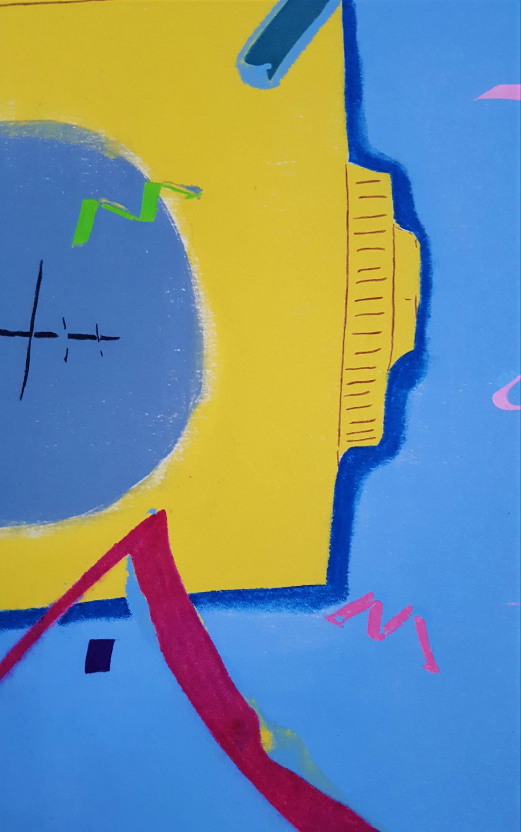 Yellow Alarm Clock Radio /// Contemporary Pop Art Abstract The Rolling Stones en vente 4