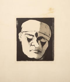 Resting Man, Surrealist Lithograph by Aubrey Schwartz