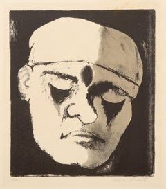 Uomo che riposa, litografia surrealista di Aubrey Schwartz