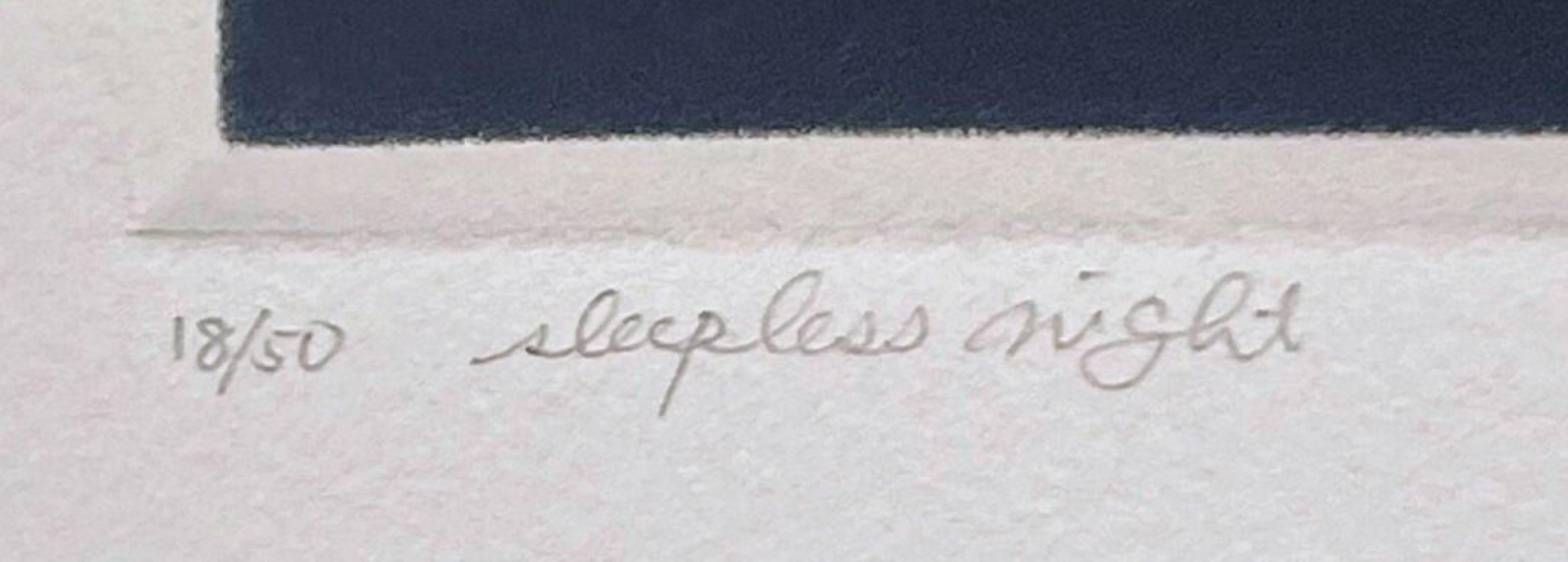 Night Sleepless Night, magnifique mezzo-tinte couleur Rives BFK signée de l'artiste japonais 18/50 - Contemporain Print par Kazuhisa Honda